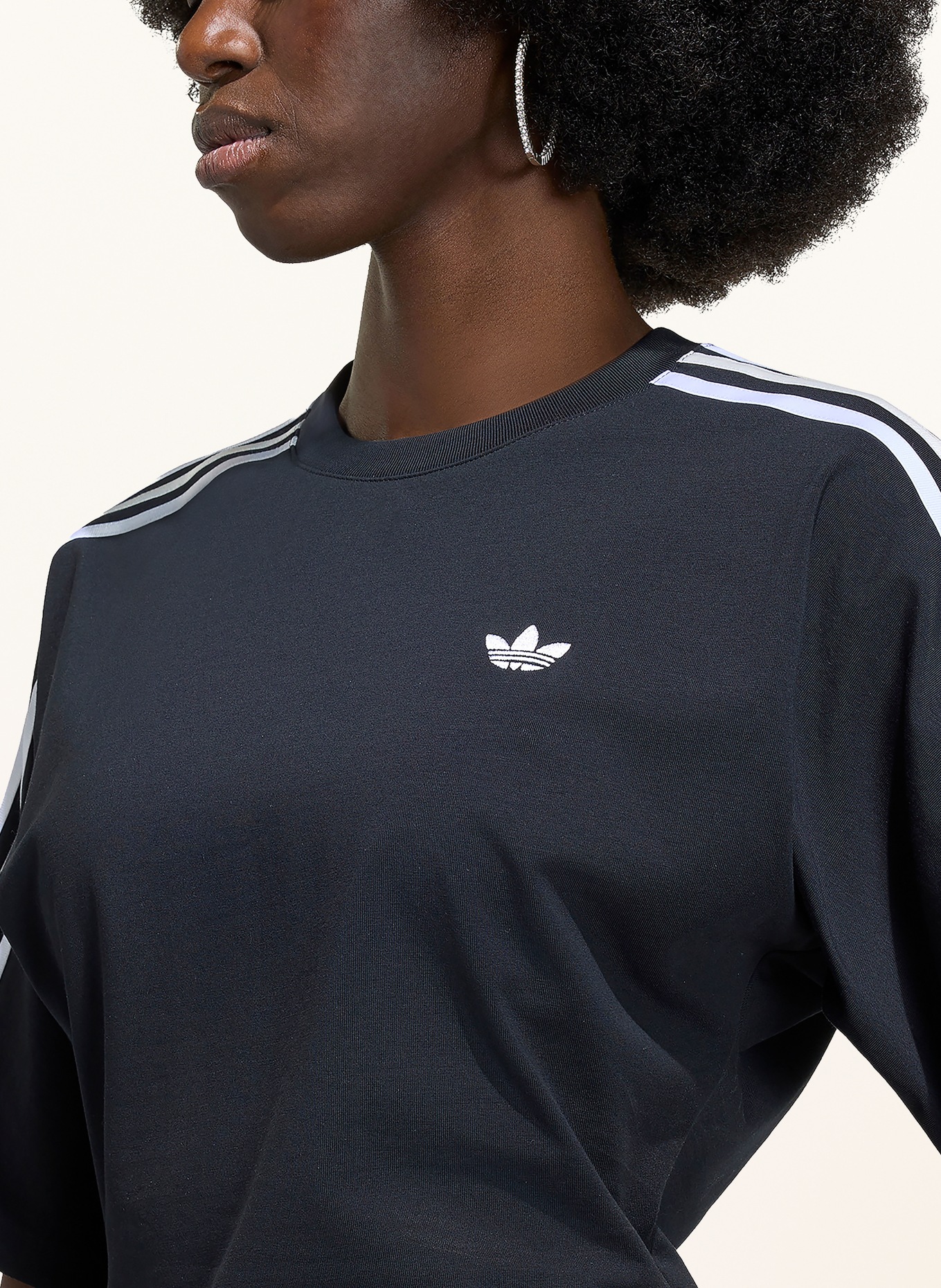 adidas Originals Tričko s pruhy: ČERNÁ / BÍLÁ