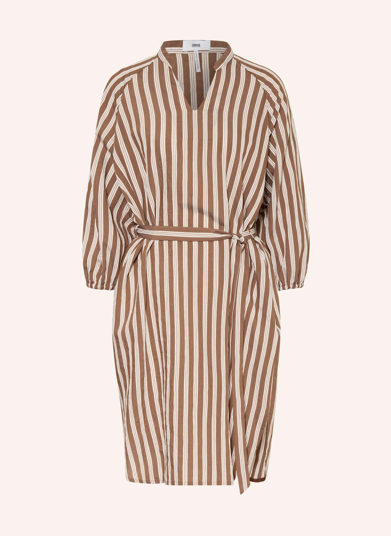 CINQUE Šaty CIDALMINO s 3/4 rukávy: HNĚDÁ / KRÉMOVÁ