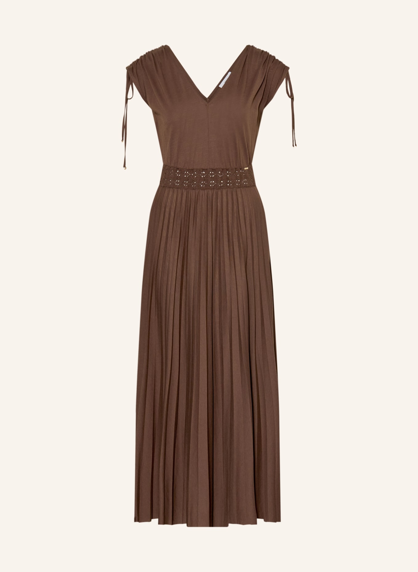 CINQUE Jerseykleid CIFIONI mit Plissees und Spitze: DUNKELBRAUN