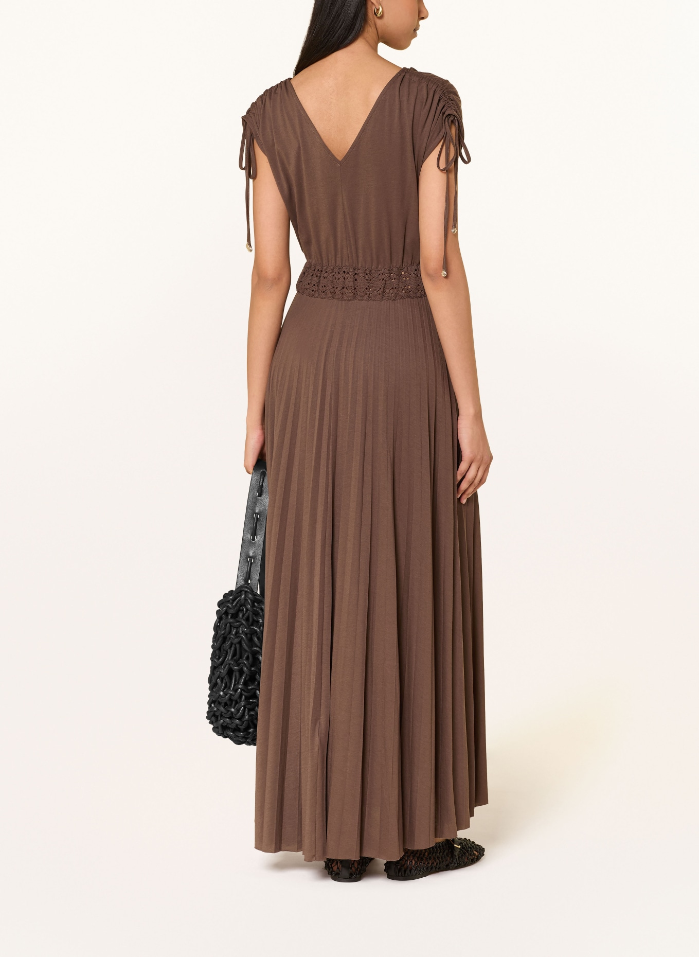 CINQUE Jerseykleid CIFIONI mit Plissees und Spitze: DUNKELBRAUN