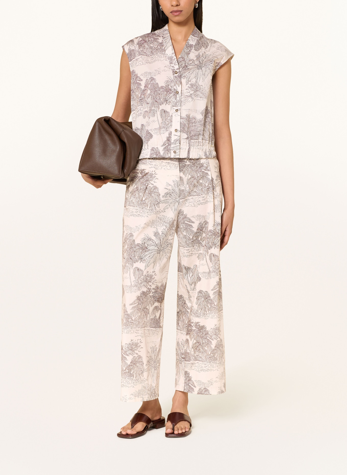 CINQUE Blusentop CIPELVINO: CREME / DUNKELBRAUN