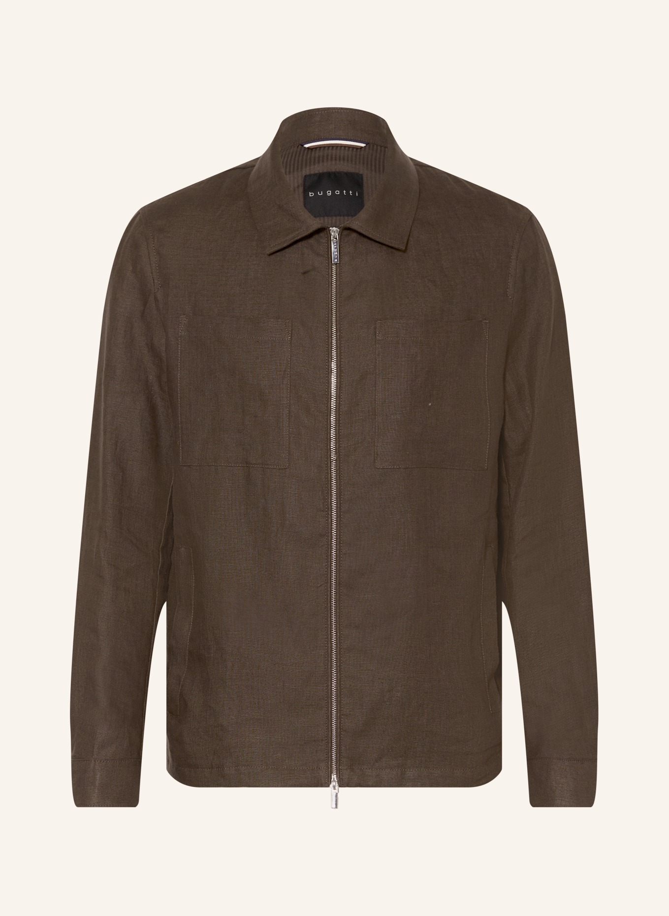 bugatti Blouson en lin: MARRON FONCÉ