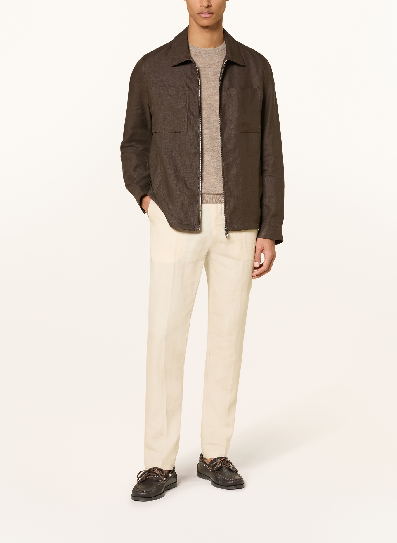 bugatti Blouson en lin: MARRON FONCÉ