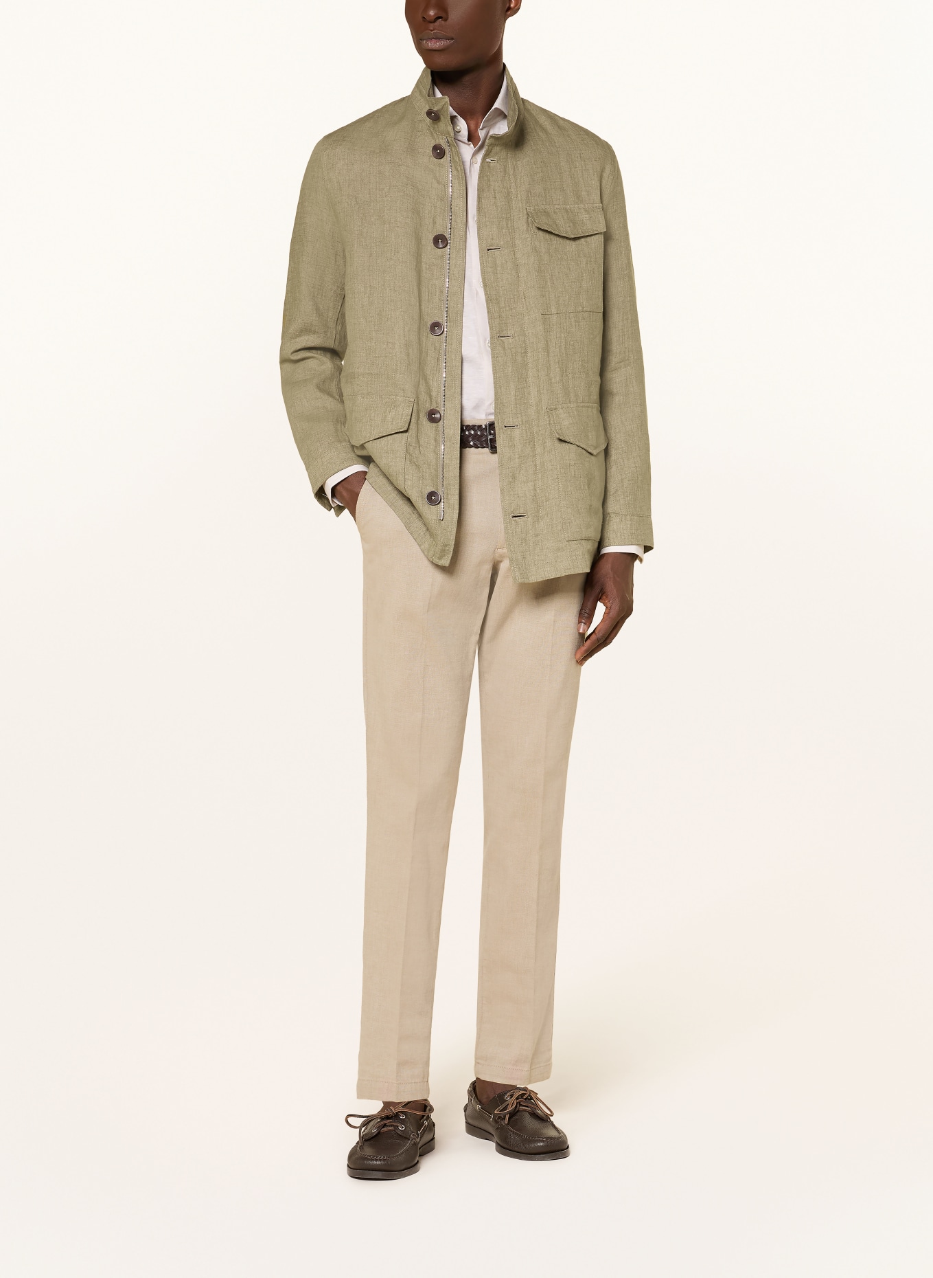 bugatti Fieldjacket aus Leinen: OLIV