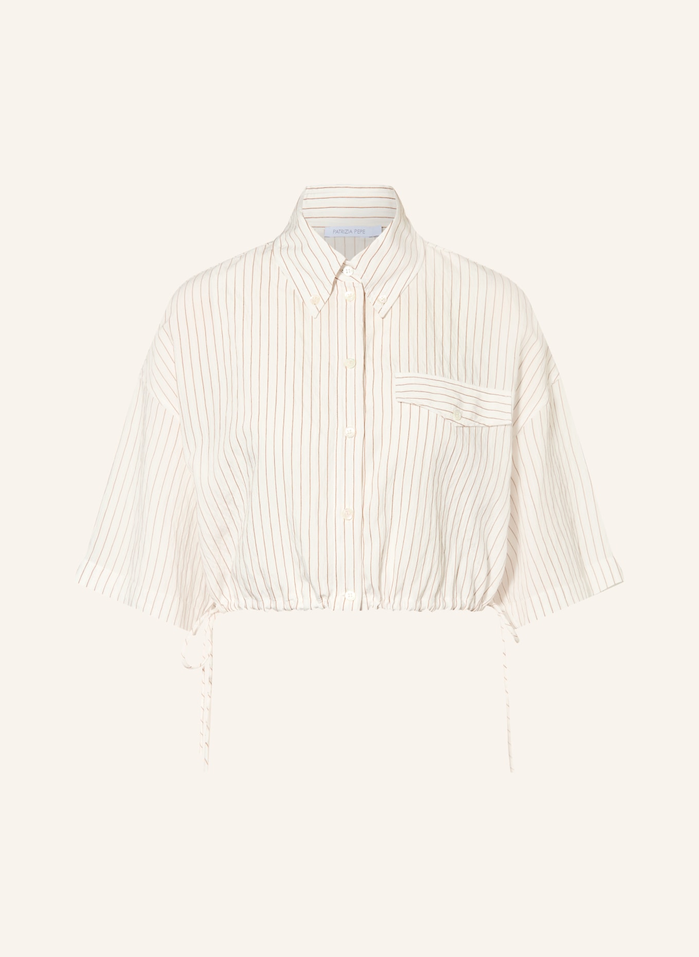 PATRIZIA PEPE Cropped-Hemdbluse: WEISS / BRAUN