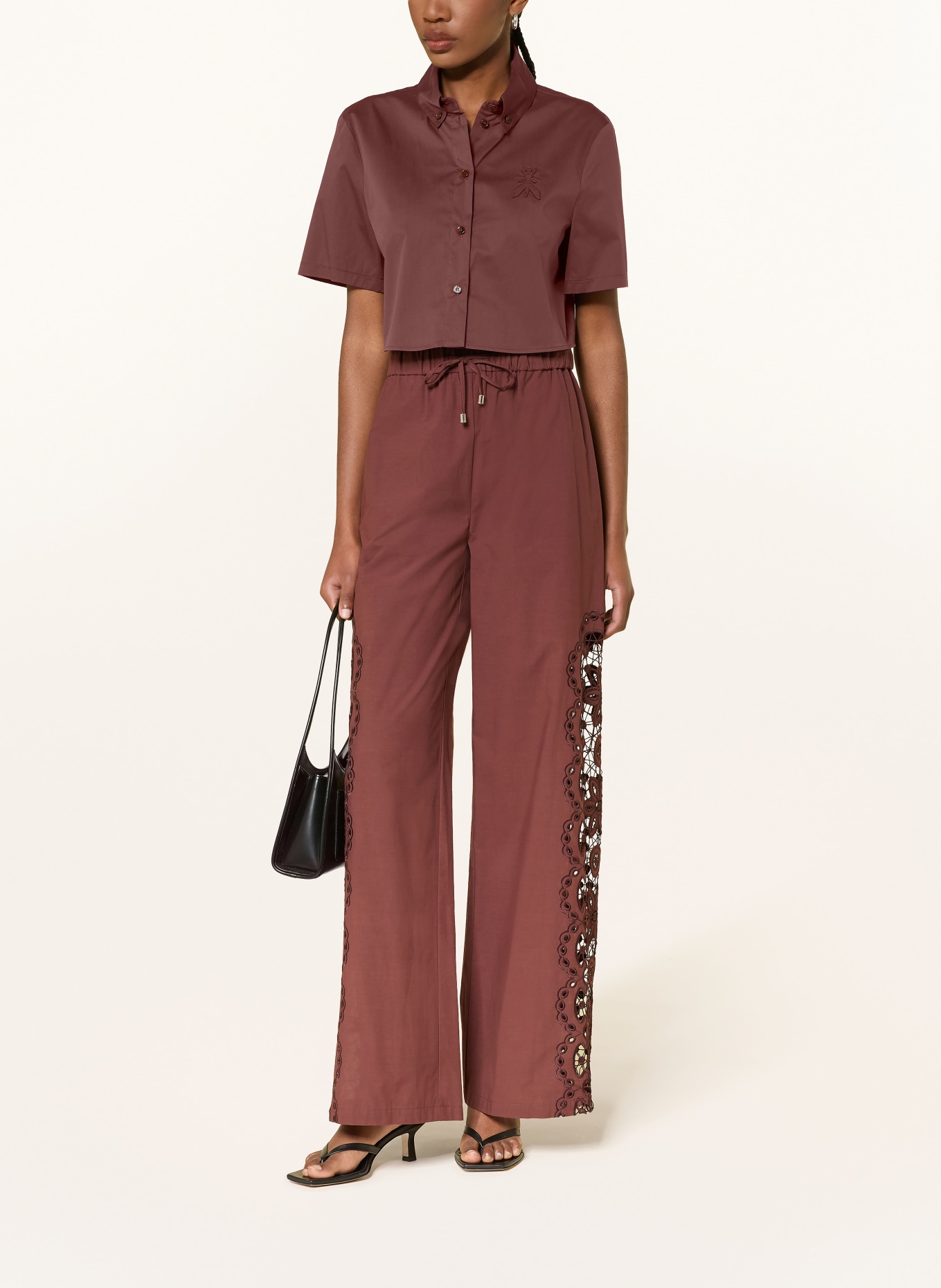 PATRIZIA PEPE Cropped-Hemdbluse: BRAUN