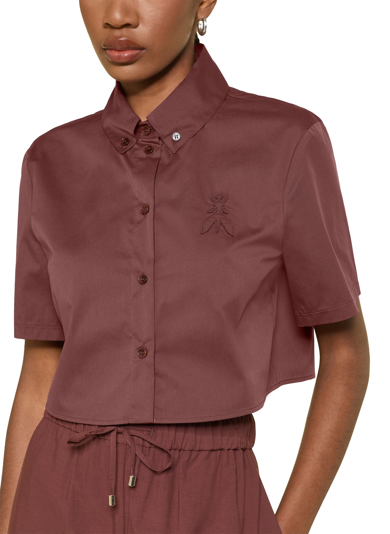 PATRIZIA PEPE Cropped-Hemdbluse: BRAUN