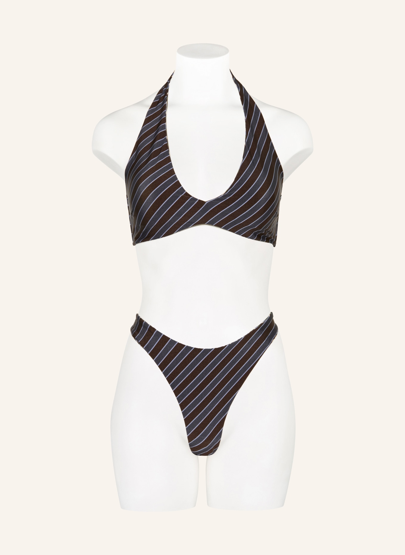 JETS Australia Bas de bikini brésilien réversible LAELIA: MARRON FONCÉ / CRÈME / BLEU FONCÉ