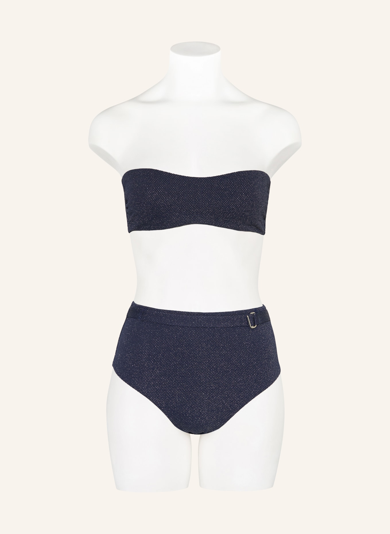 JETS Australia Haut de bikini bandeau TIRARI NIGHTS avec fil pailleté: BLEU FONCÉ / ARGENT