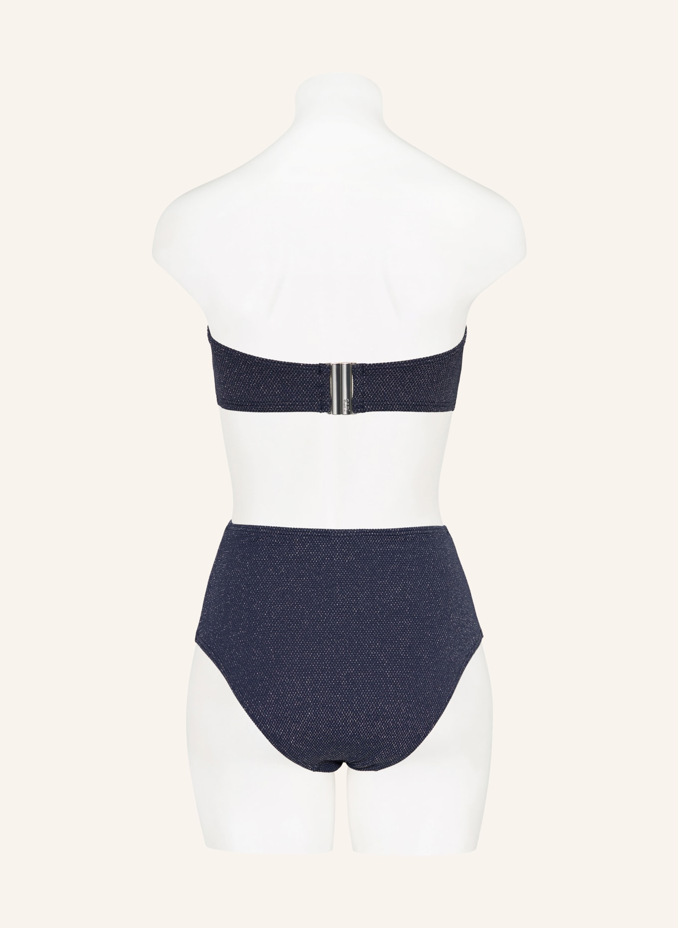 JETS Australia Haut de bikini bandeau TIRARI NIGHTS avec fil pailleté: BLEU FONCÉ / ARGENT