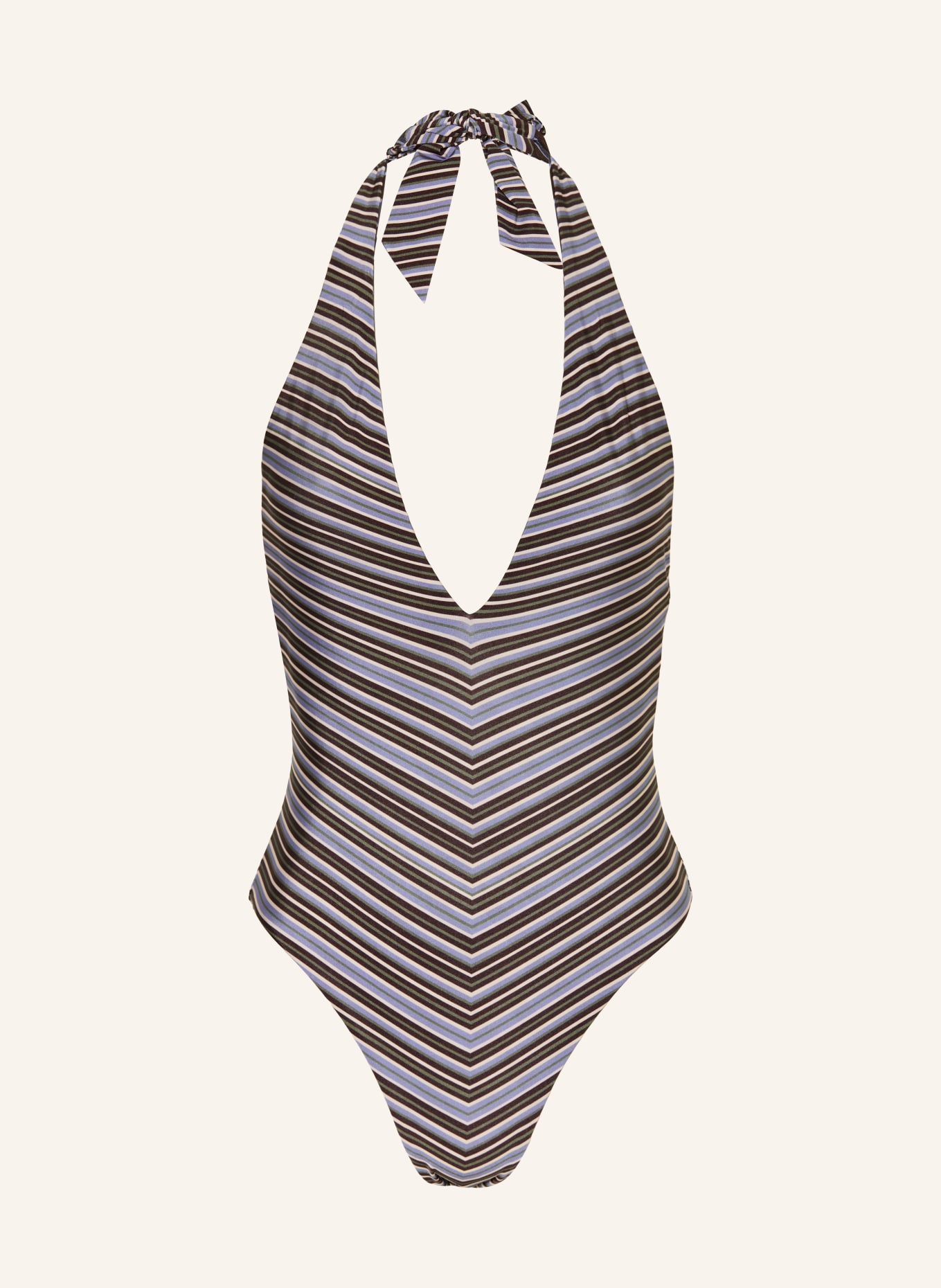 JETS Australia Maillot de bain dos nu réversible LAELIA: MARRON FONCÉ / ÉCRU / BLEU CLAIR