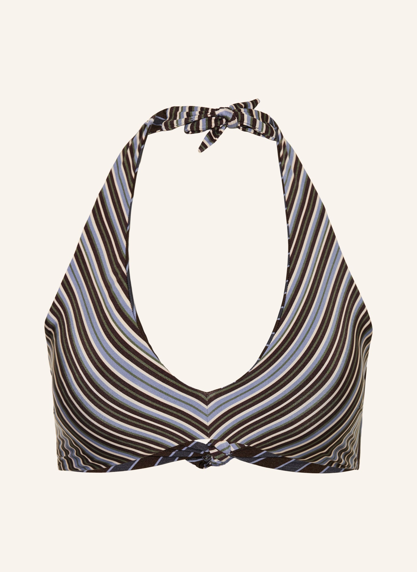 JETS Australia Haut de bikini à nouer dans le cou LAELIA réversible: MARRON FONCÉ / CRÈME / BLEU FONCÉ