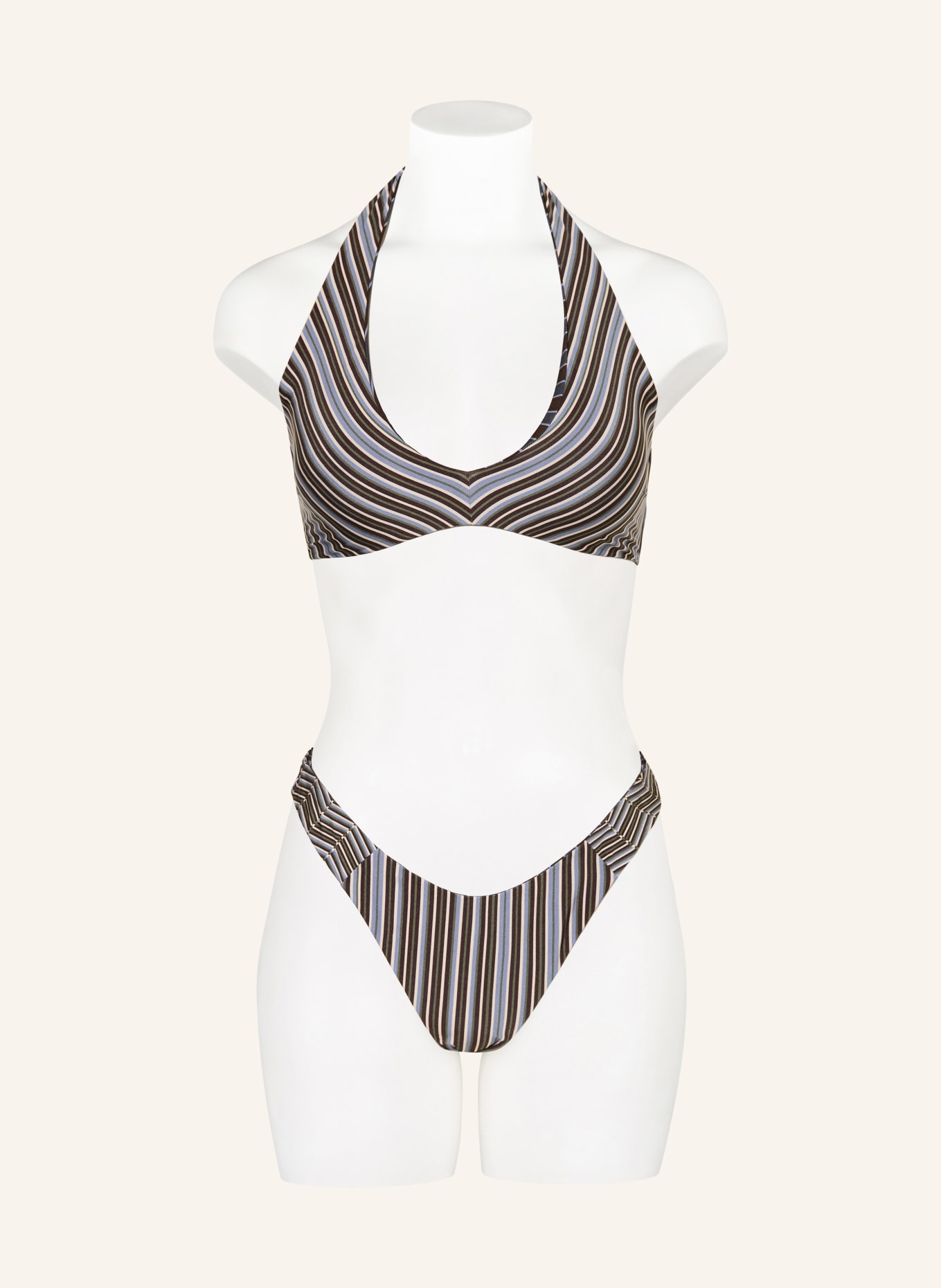 JETS Australia Haut de bikini à nouer dans le cou LAELIA réversible: MARRON FONCÉ / CRÈME / BLEU FONCÉ