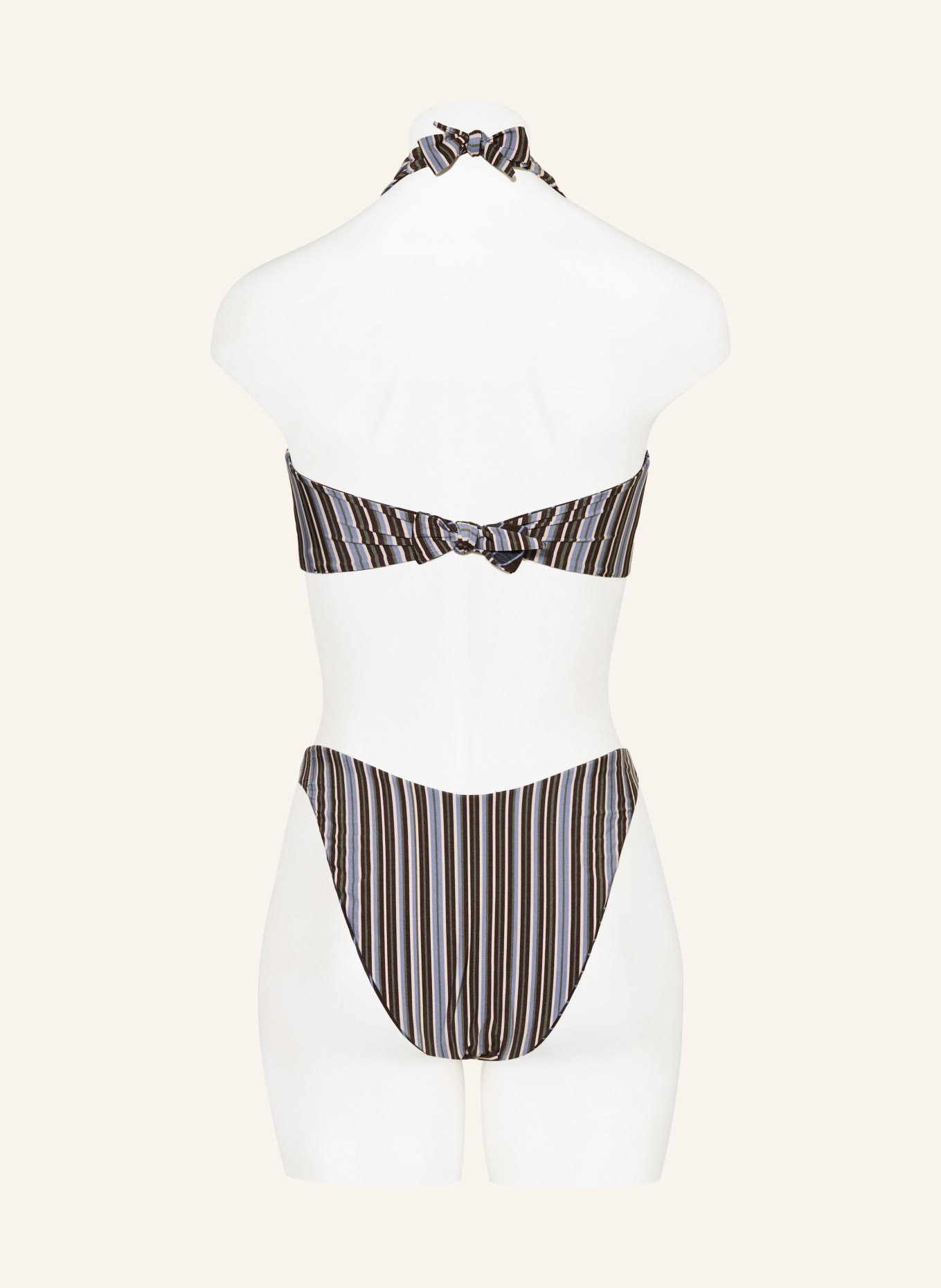 JETS Australia Haut de bikini à nouer dans le cou LAELIA réversible: MARRON FONCÉ / CRÈME / BLEU FONCÉ