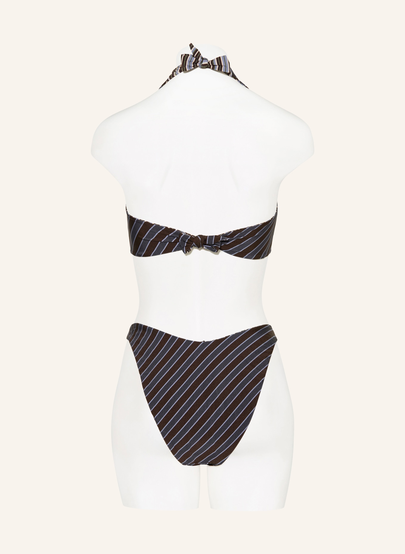 JETS Australia Haut de bikini à nouer dans le cou LAELIA réversible: MARRON FONCÉ / CRÈME / BLEU FONCÉ