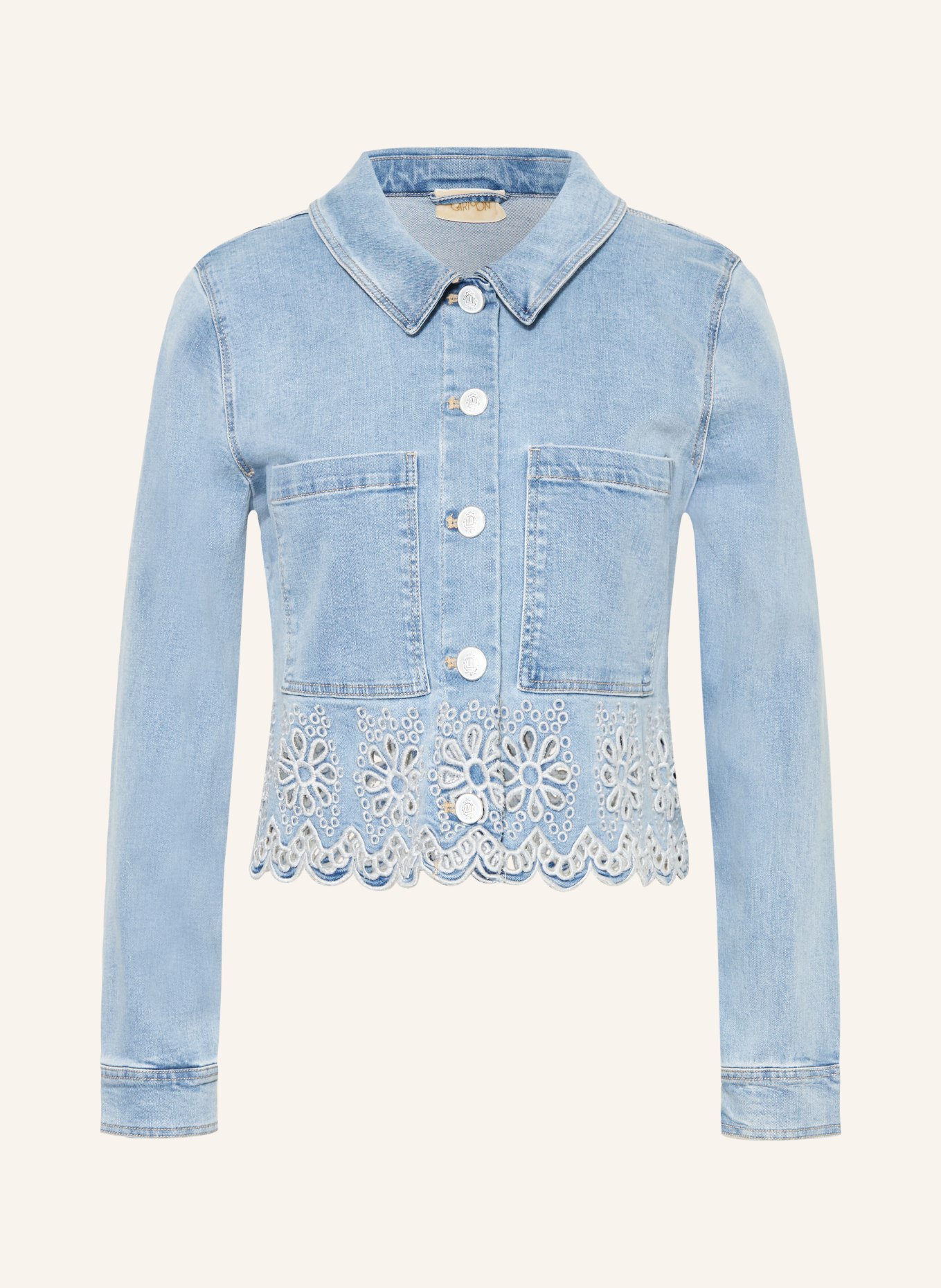 CARTOON Denim jacket with lace detailing: 8619 Middle Blue Denim