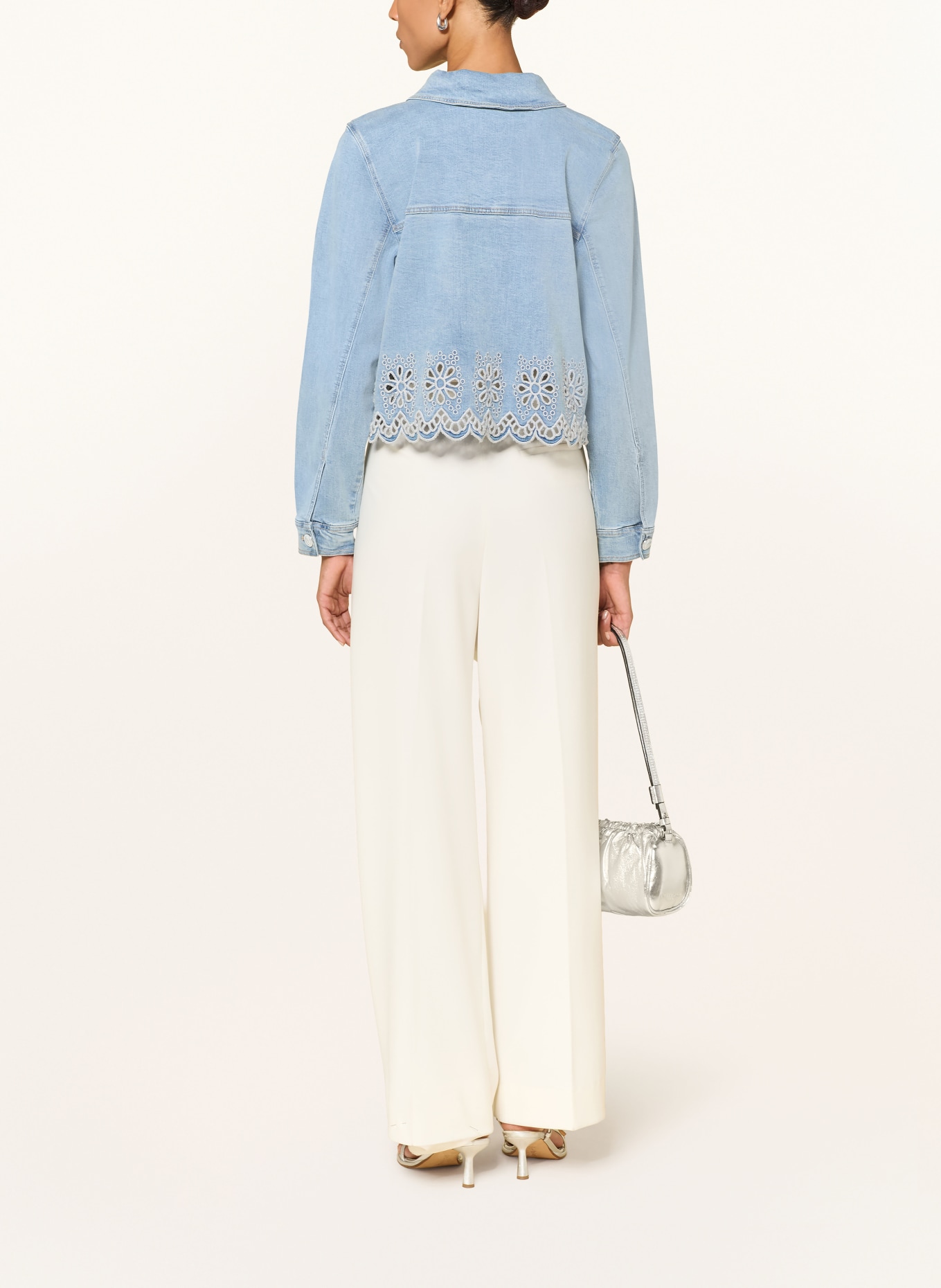 CARTOON Denim jacket with lace detailing: 8619 Middle Blue Denim