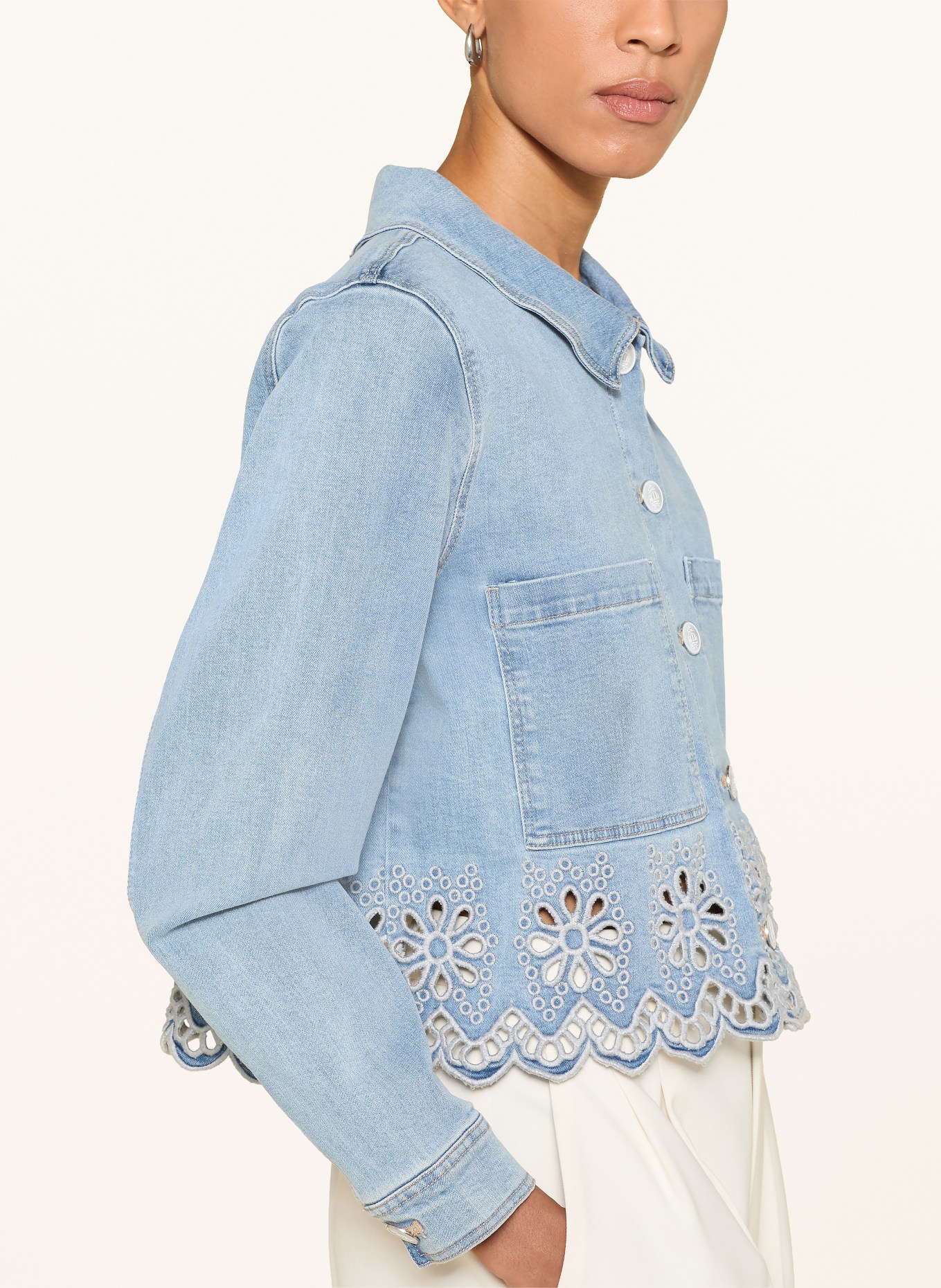 CARTOON Denim jacket with lace detailing: 8619 Middle Blue Denim