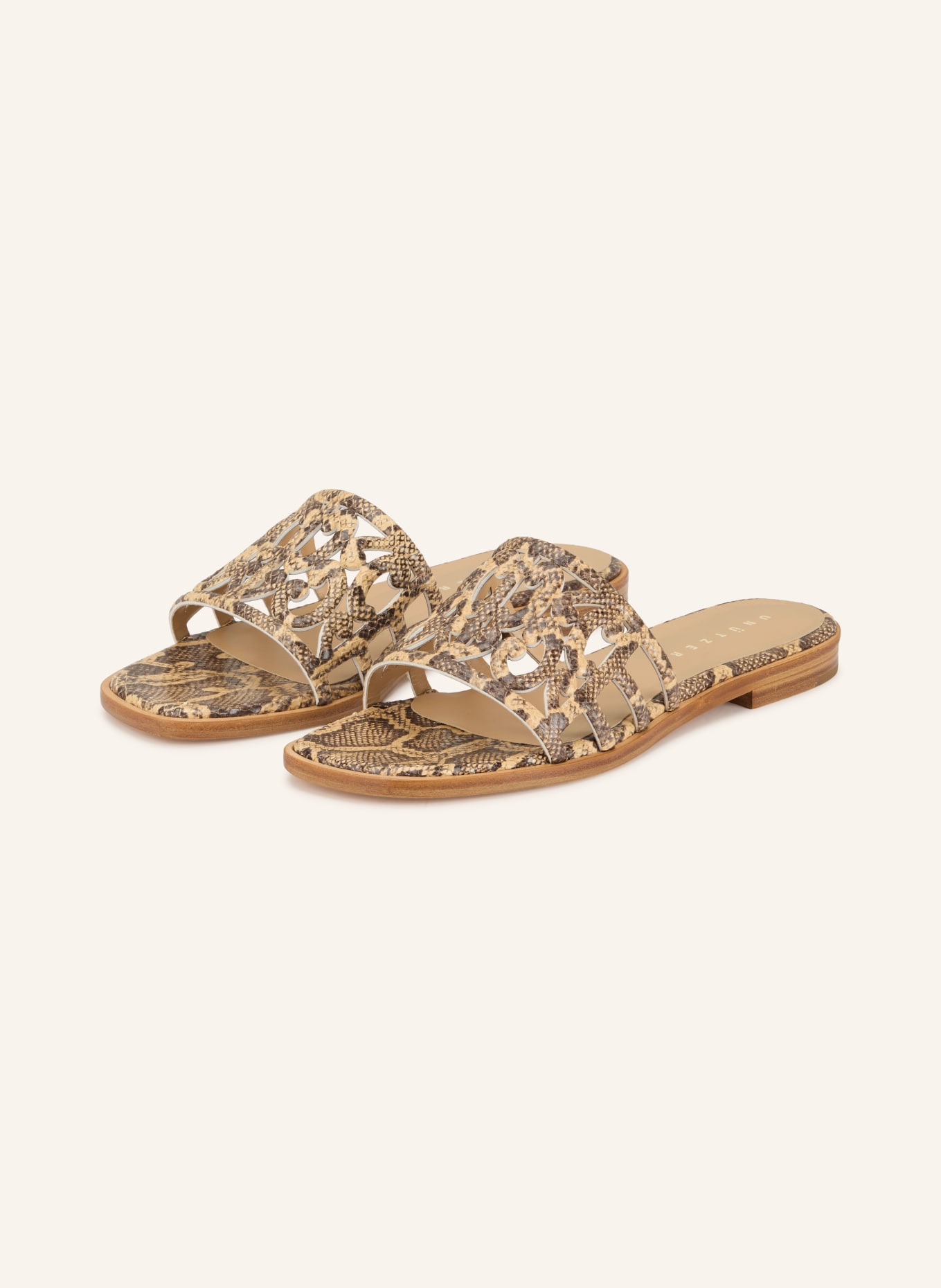 UNÜTZER Slippers met uitsnijdingen: LICHTBRUIN / TAUPE / DONKERGRIJS