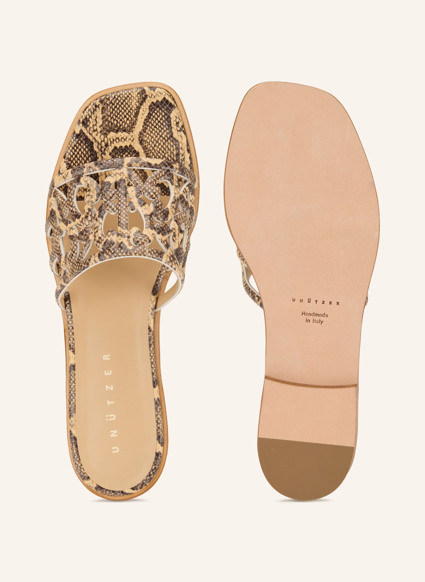 UNÜTZER Slippers met uitsnijdingen: LICHTBRUIN / TAUPE / DONKERGRIJS