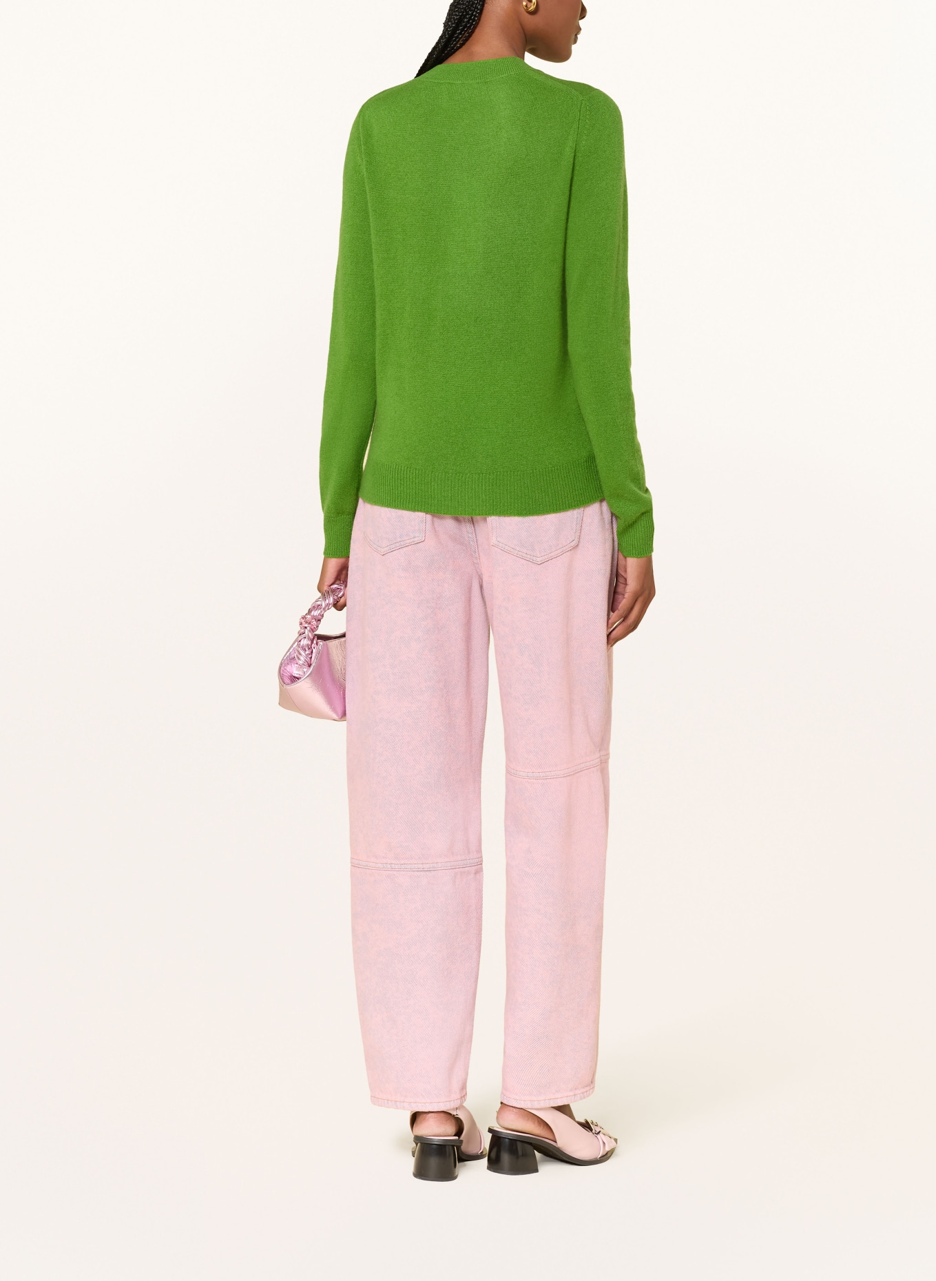 ESSENTIEL ANTWERP Kardigan JAUNE z kaszmiru: ZIELONY / MOCNORÓŻOWY