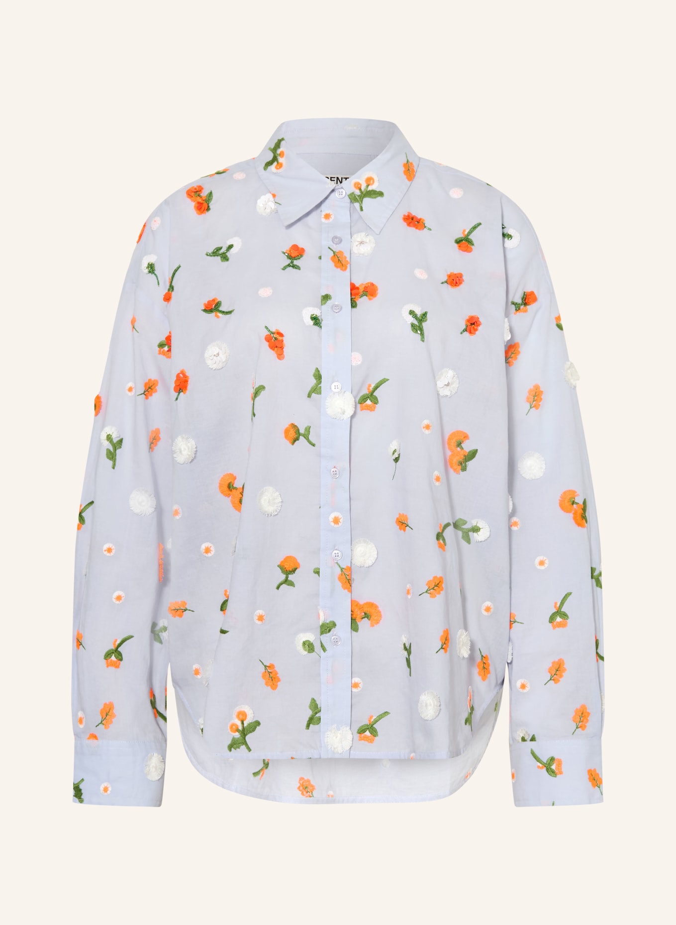 ESSENTIEL ANTWERP Bluzka JIMENA z cekinami i haftami: JASNONIEBIESKI / POMARAŃCZOWY / ZIELONY