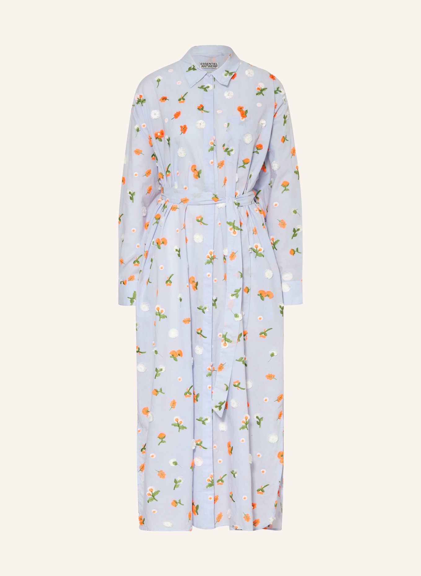 ESSENTIEL ANTWERP Robe chemise JAMANNA ornée de strass: BLEU CLAIR / ORANGE FLUO / BLANC