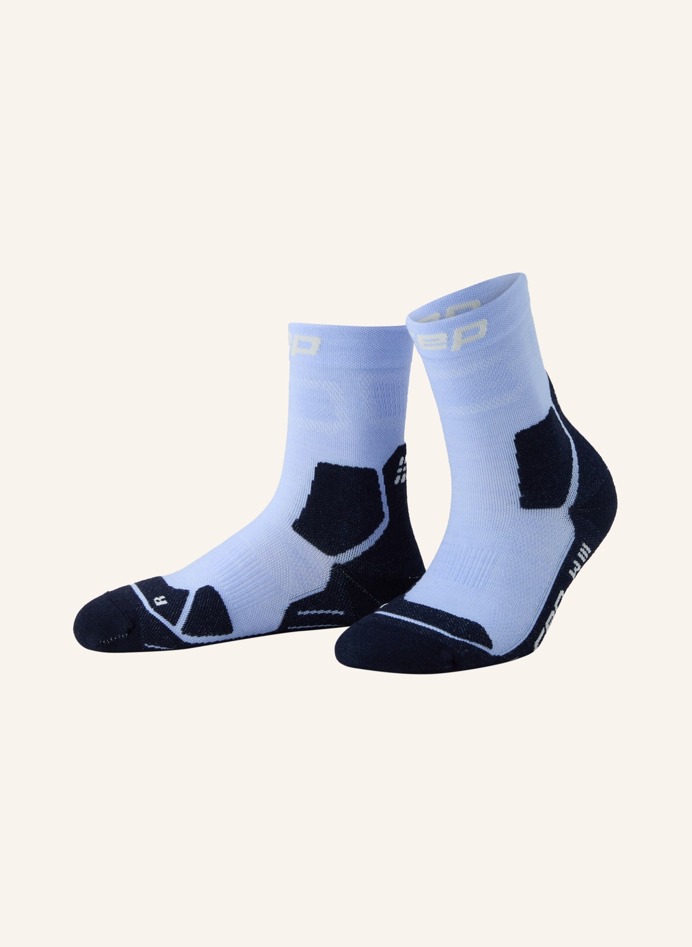 cep Skarpety trekkingowe HIKING LIGHT CUSHION MID CUT z wełną merynosową: JASNONIEBIESKI / GRANATOWY