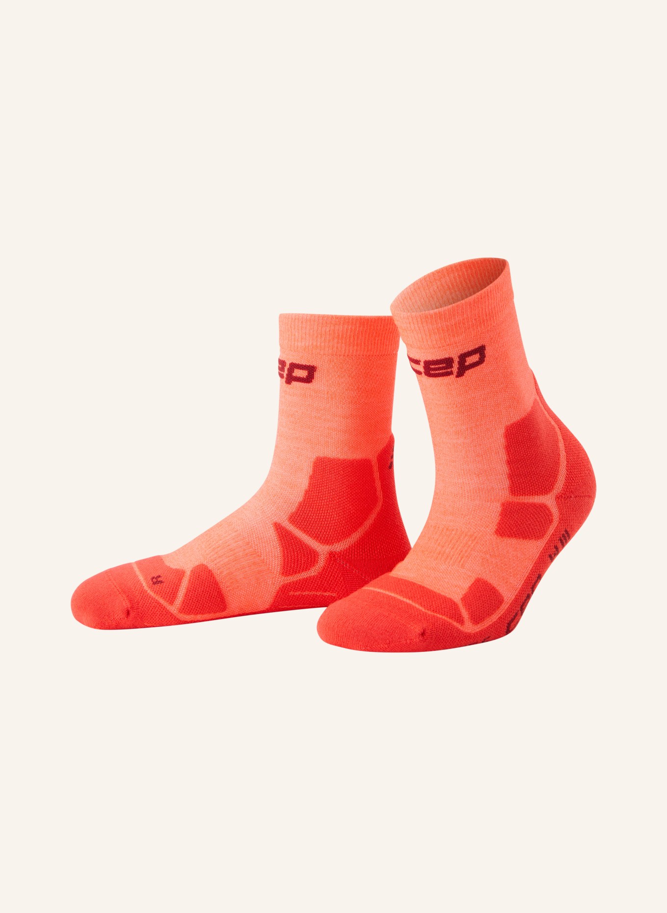 cep Skarpety trekkingowe HIKING MID CUSHION MID CUT z wełną merynosową: CZERWONY / POMARAŃCZOWY