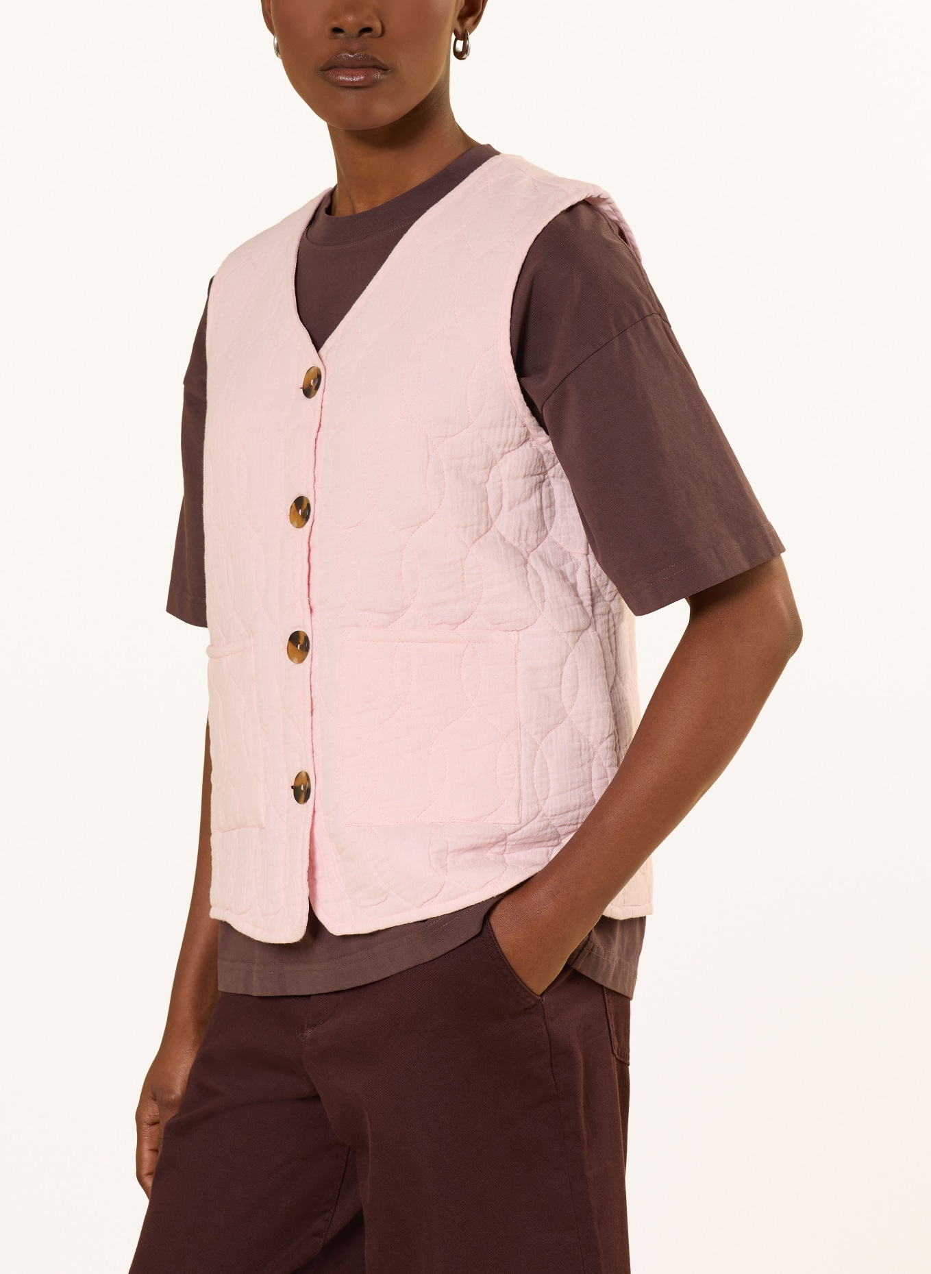 ONLY kamizelka pikowana: JASNORÓŻOWY