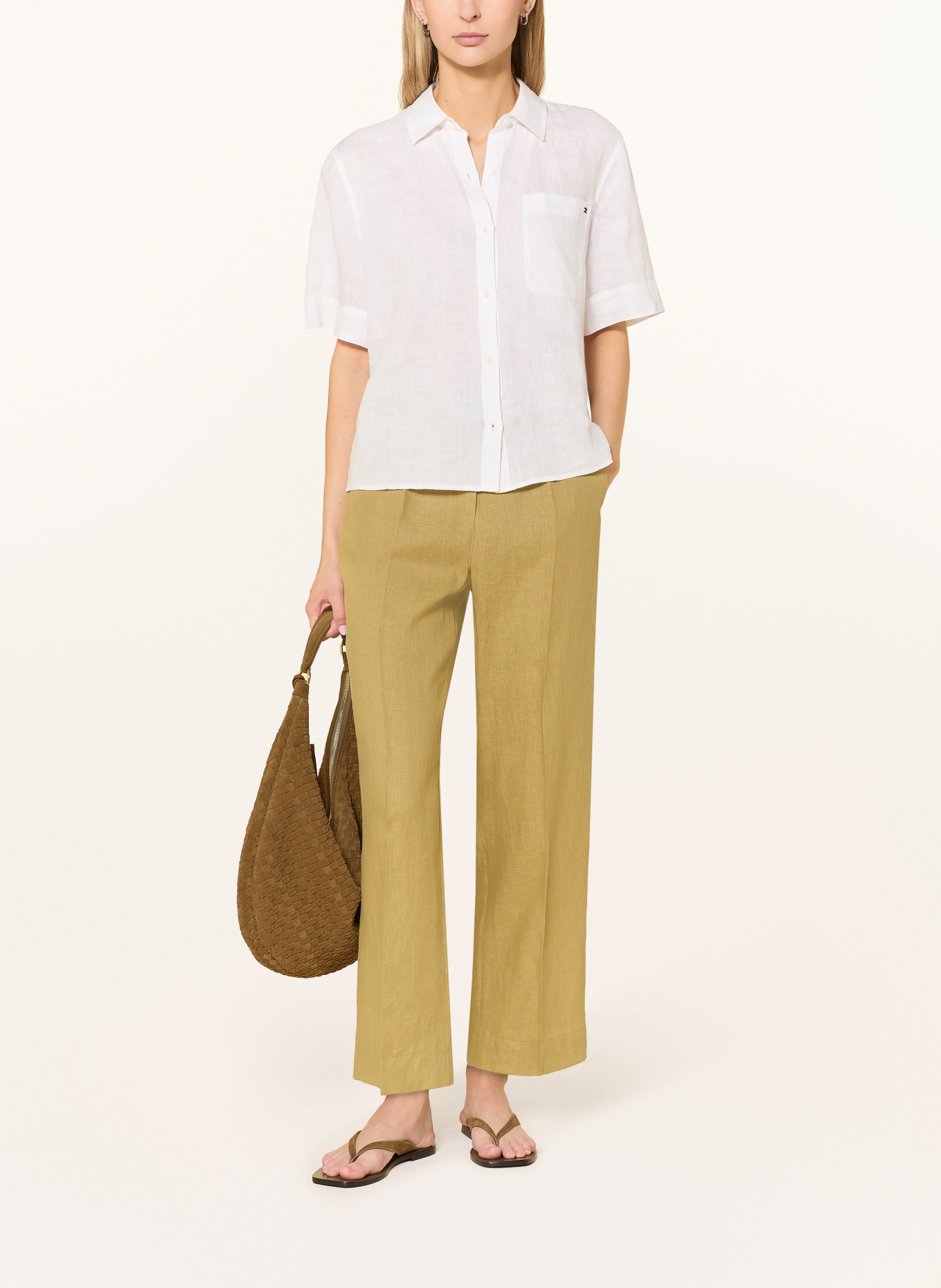 ELENA MIRO Marlenehose aus Leinen: HELLGRÜN