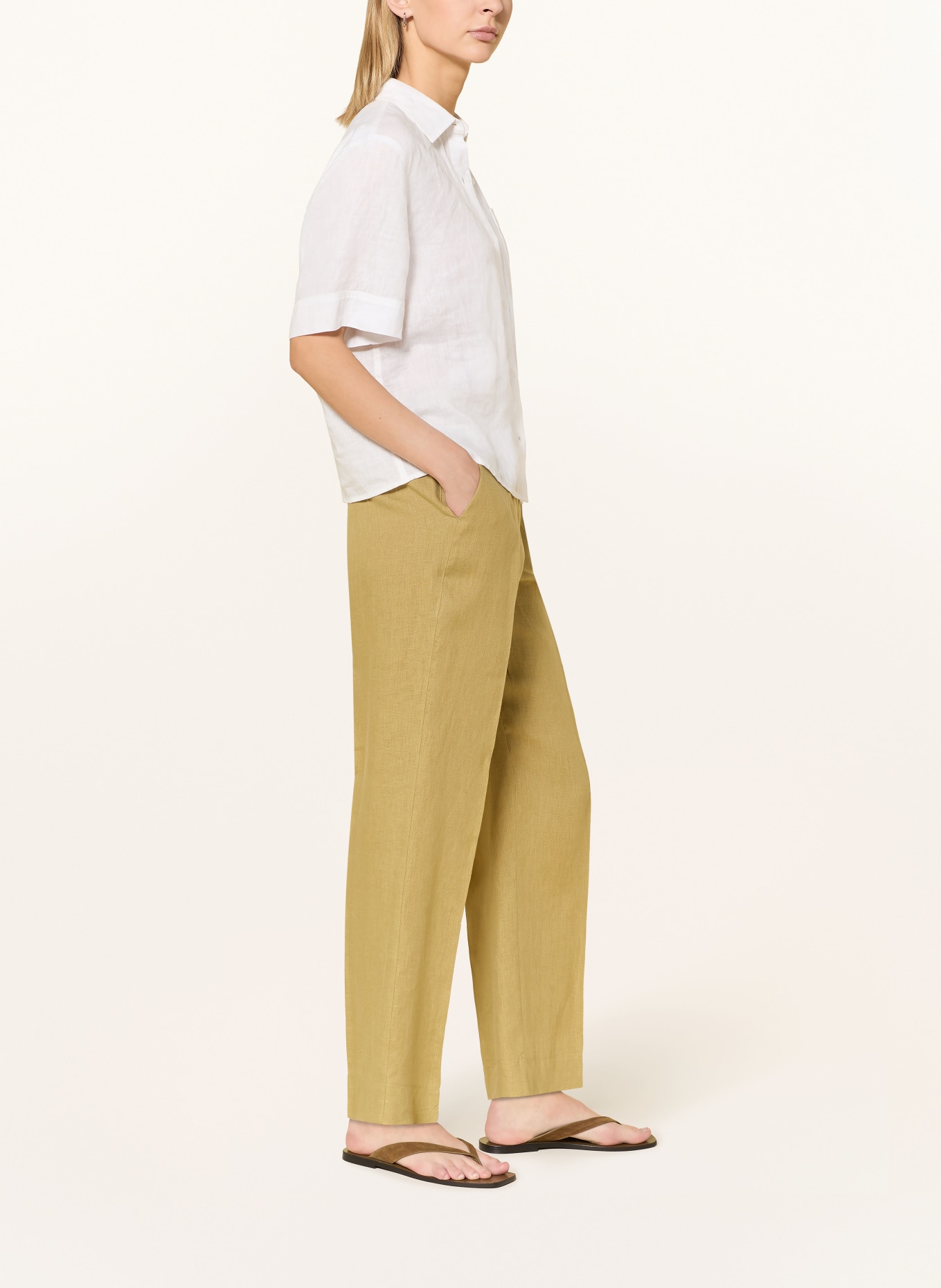 ELENA MIRO Marlenehose aus Leinen: HELLGRÜN