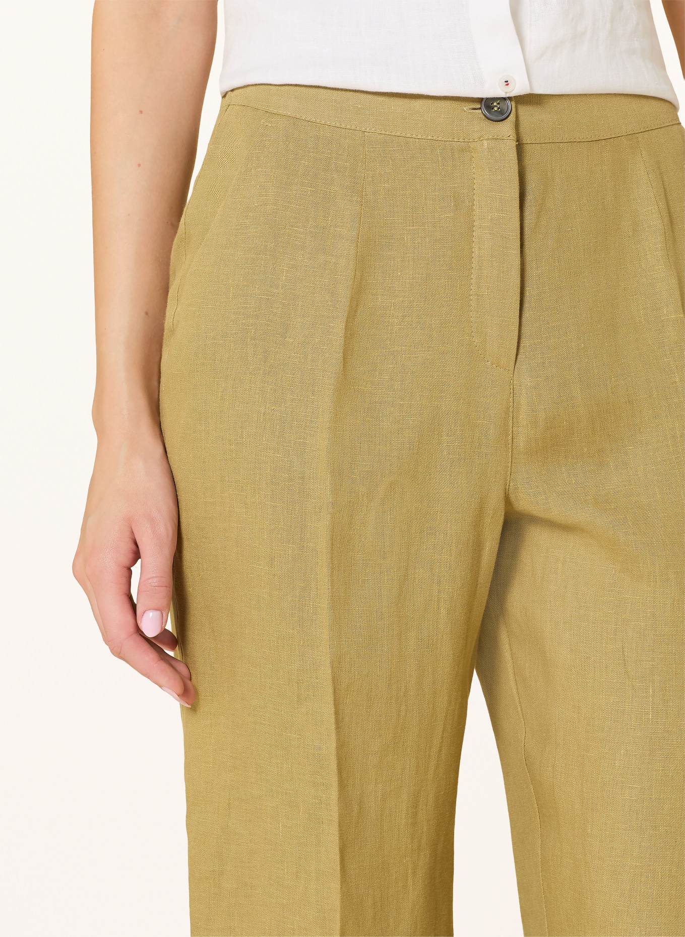 ELENA MIRO Marlenehose aus Leinen: HELLGRÜN