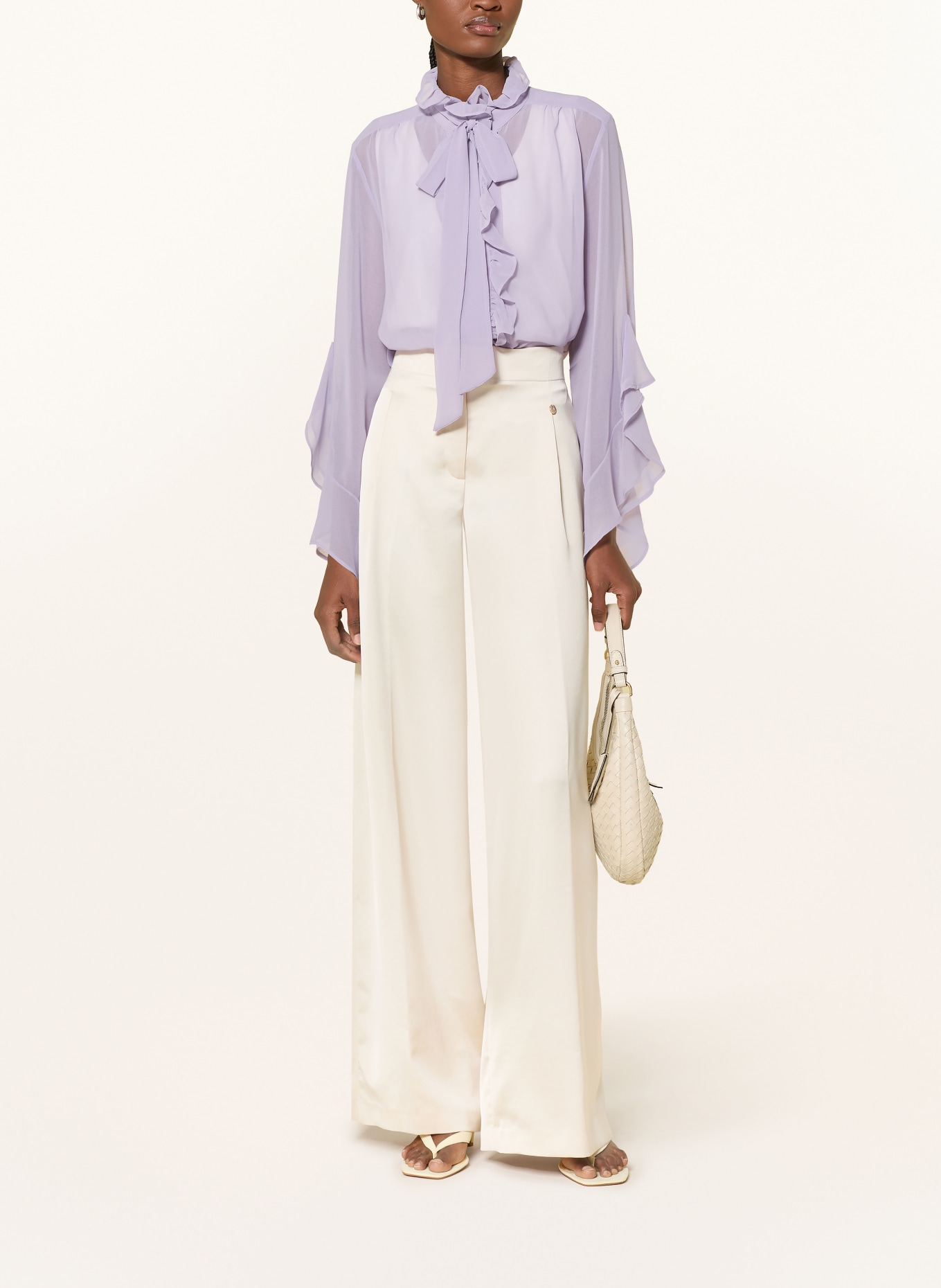 ELENA MIRO Blůza s odnímatelnou mašlí a volánky: SVĚTLE FIALOVÁ