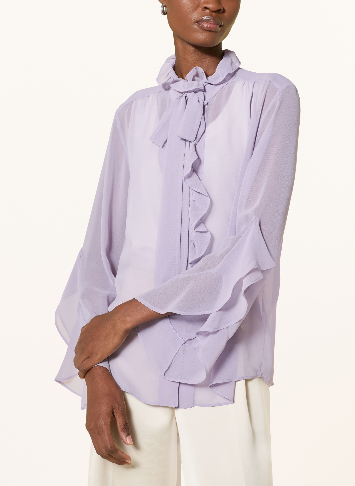 ELENA MIRO Blůza s odnímatelnou mašlí a volánky: SVĚTLE FIALOVÁ