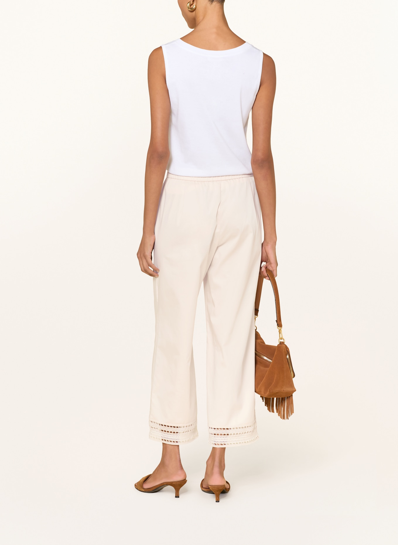 ELENA MIRO 7/8-broek met kant: BEIGE