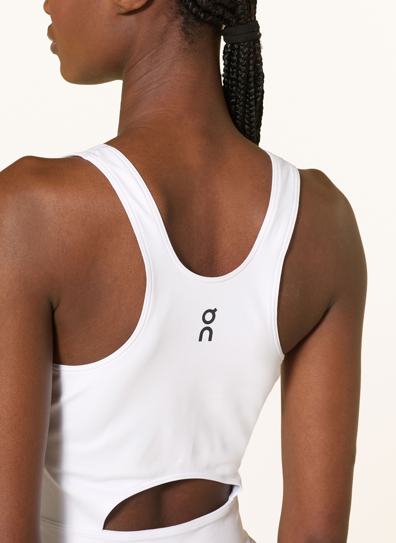 On COURT DRESS SPLIT tennis dress with cutouts: WHITE