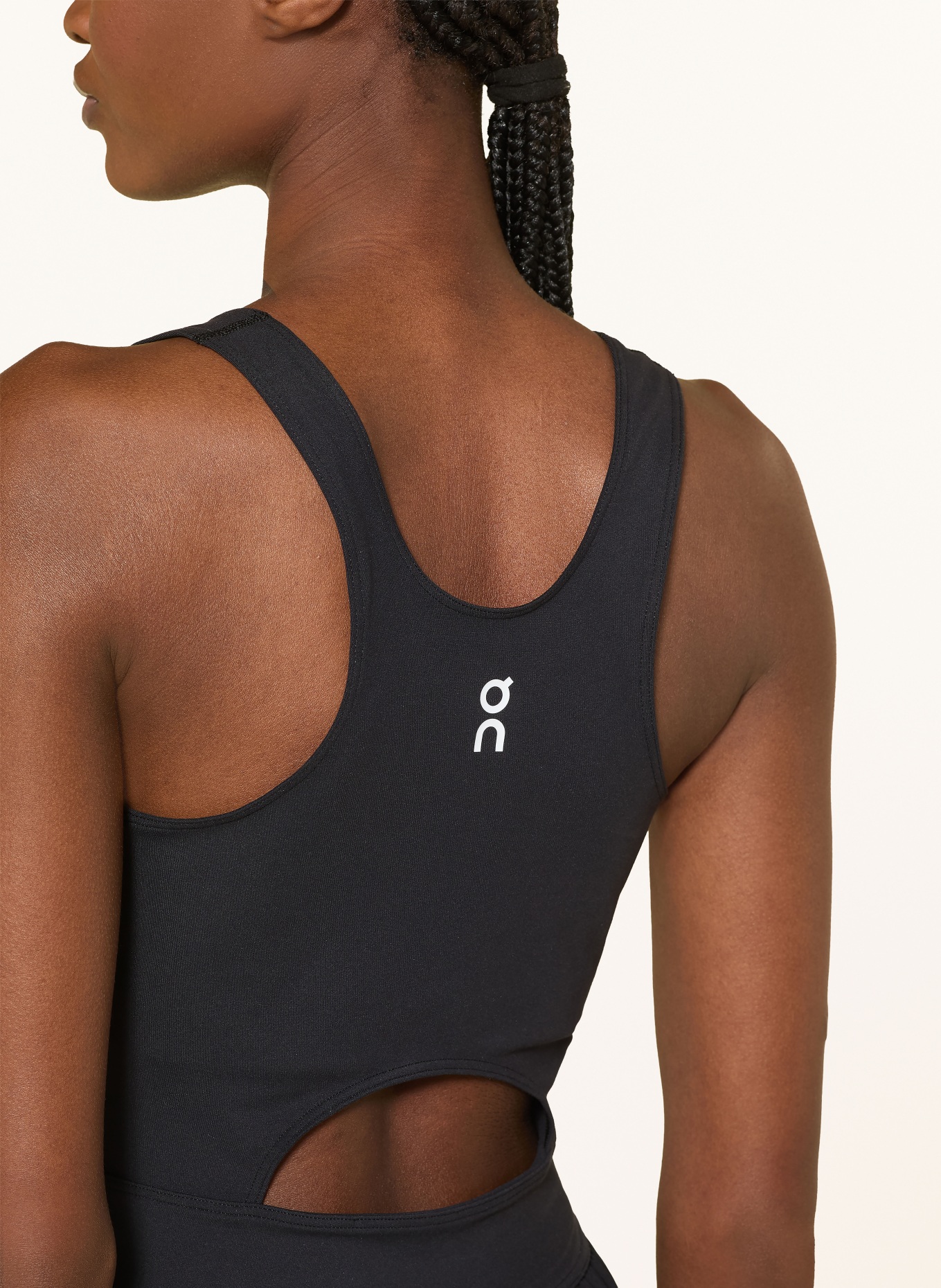 On COURT DRESS SPLIT tennis dress with cutouts: BLACK