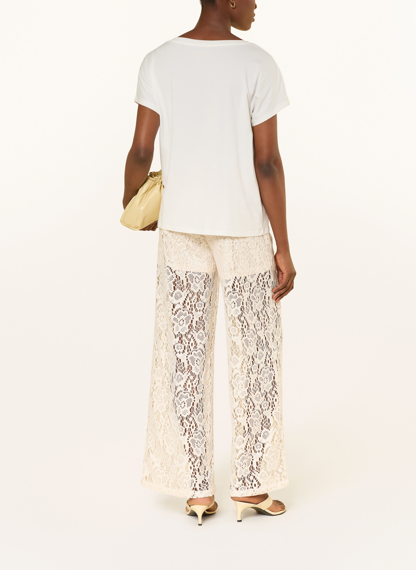 Miss Lagotte T-shirt avec pierres précieuses: BLANC / JAUNE