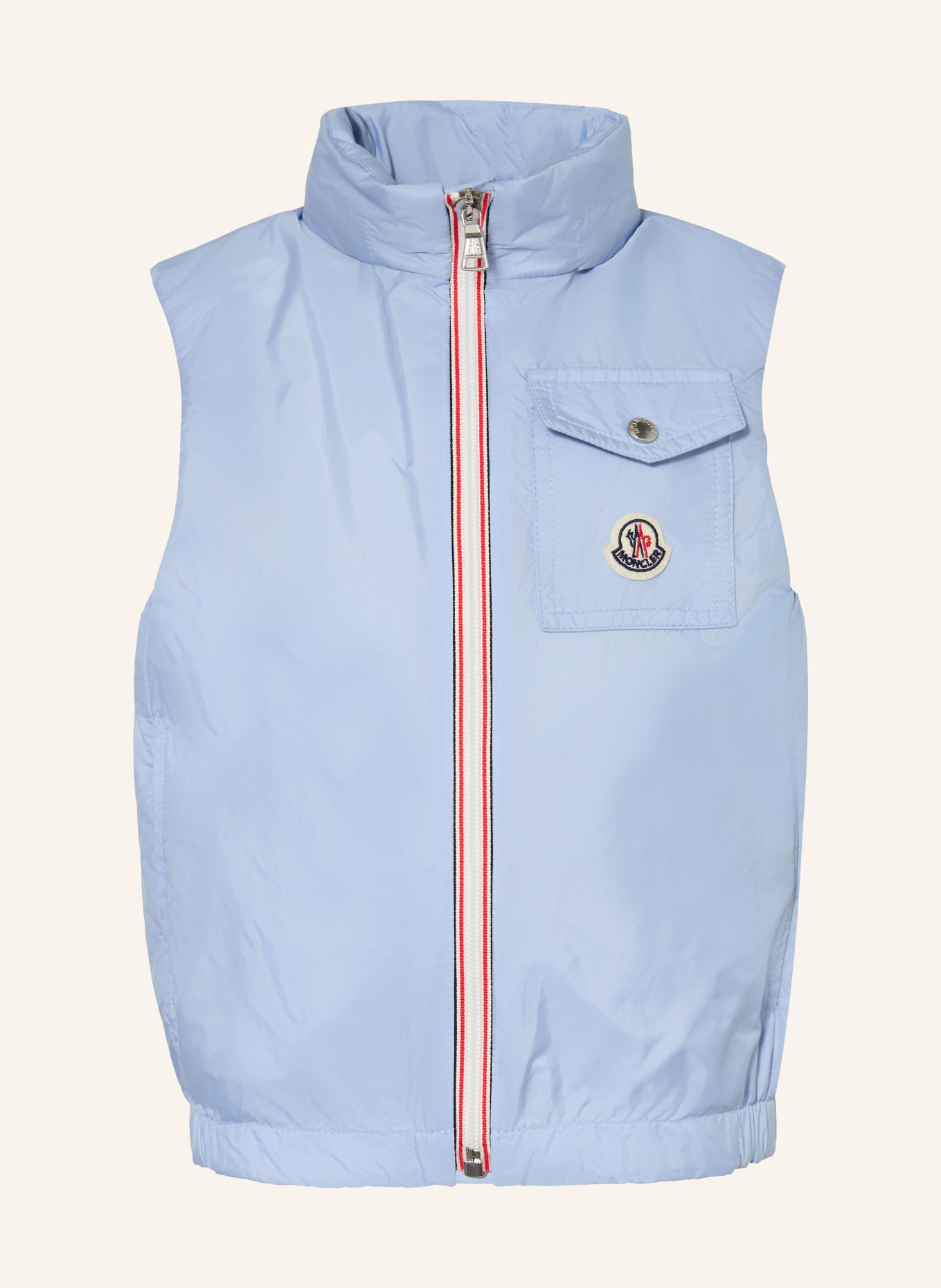 MONCLER enfant Vest SACIDE: LICHTBLAUW / ROOD / DONKERBLAUW