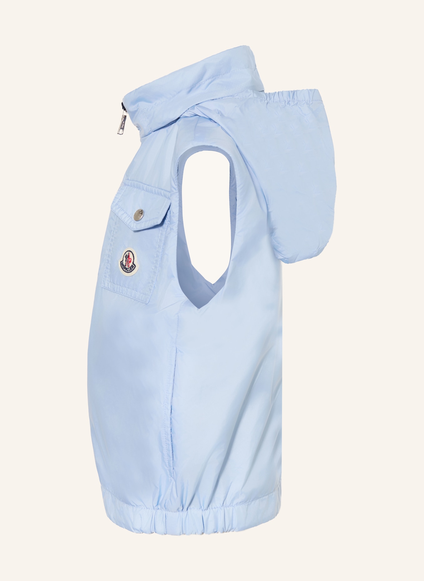 MONCLER enfant Vest SACIDE: LICHTBLAUW / ROOD / DONKERBLAUW