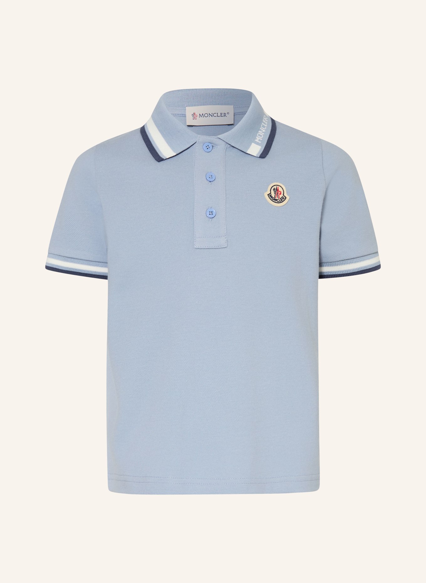 MONCLER enfant Piqué-Poloshirt: HELLBLAU / DUNKELBLAU / WEISS