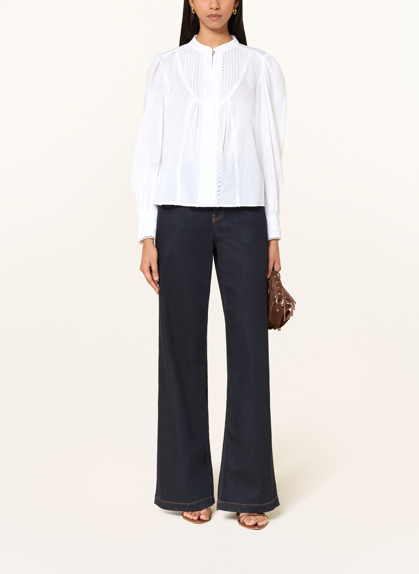 JOOP! Blusenhirt BIONDA mit Spitze: WEISS