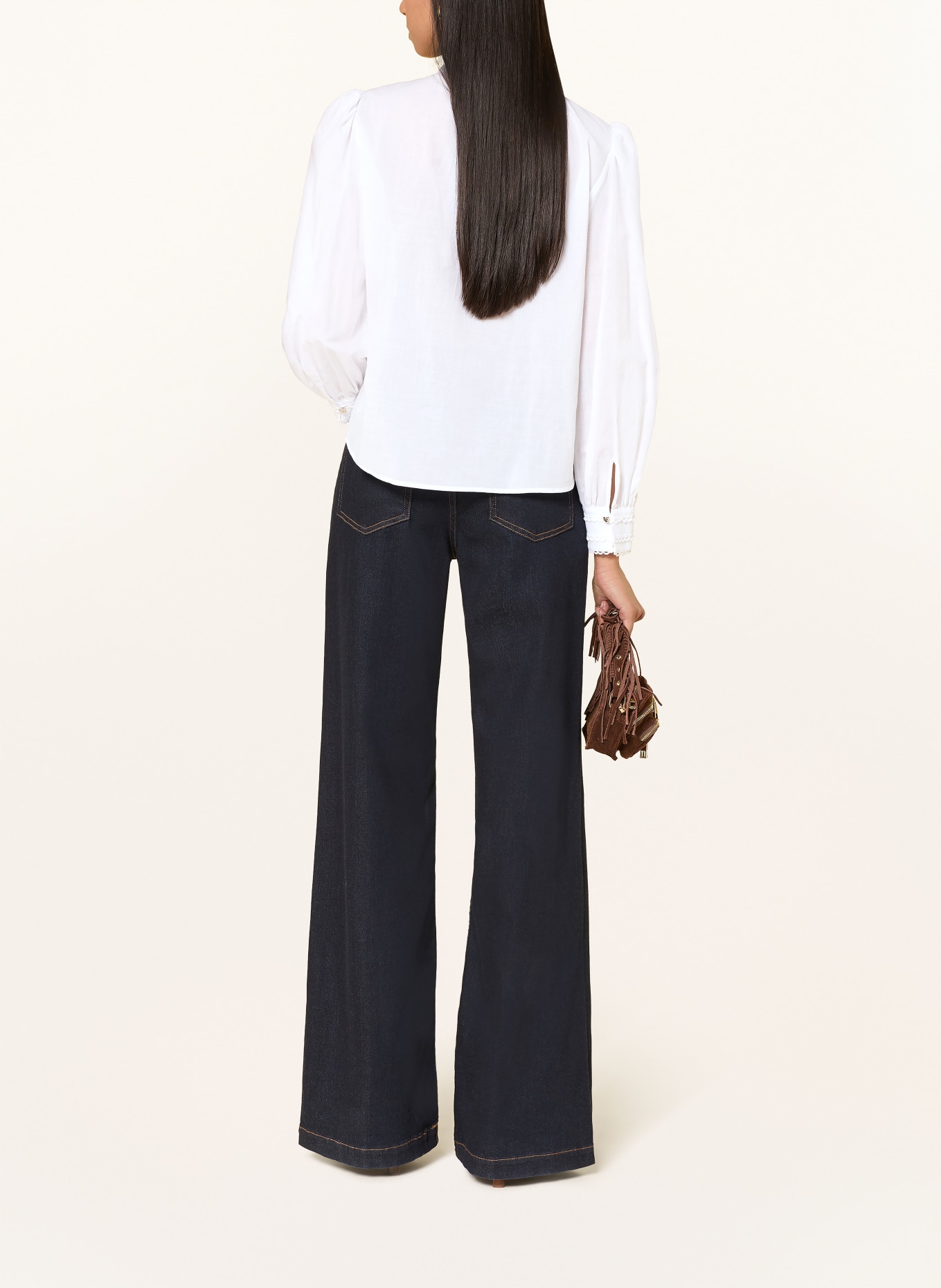 JOOP! Blusenhirt BIONDA mit Spitze: WEISS