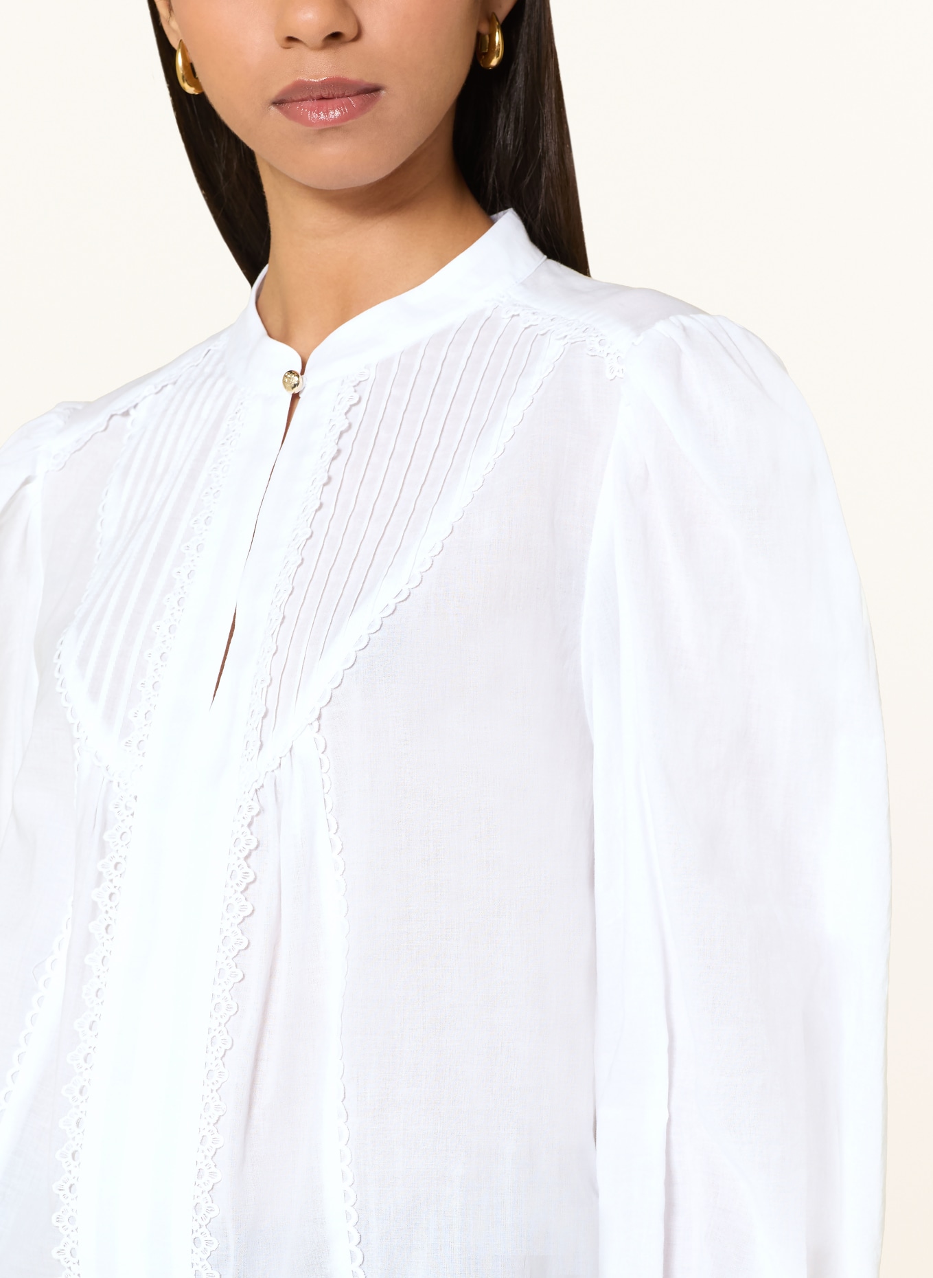 JOOP! Blusenhirt BIONDA mit Spitze: WEISS