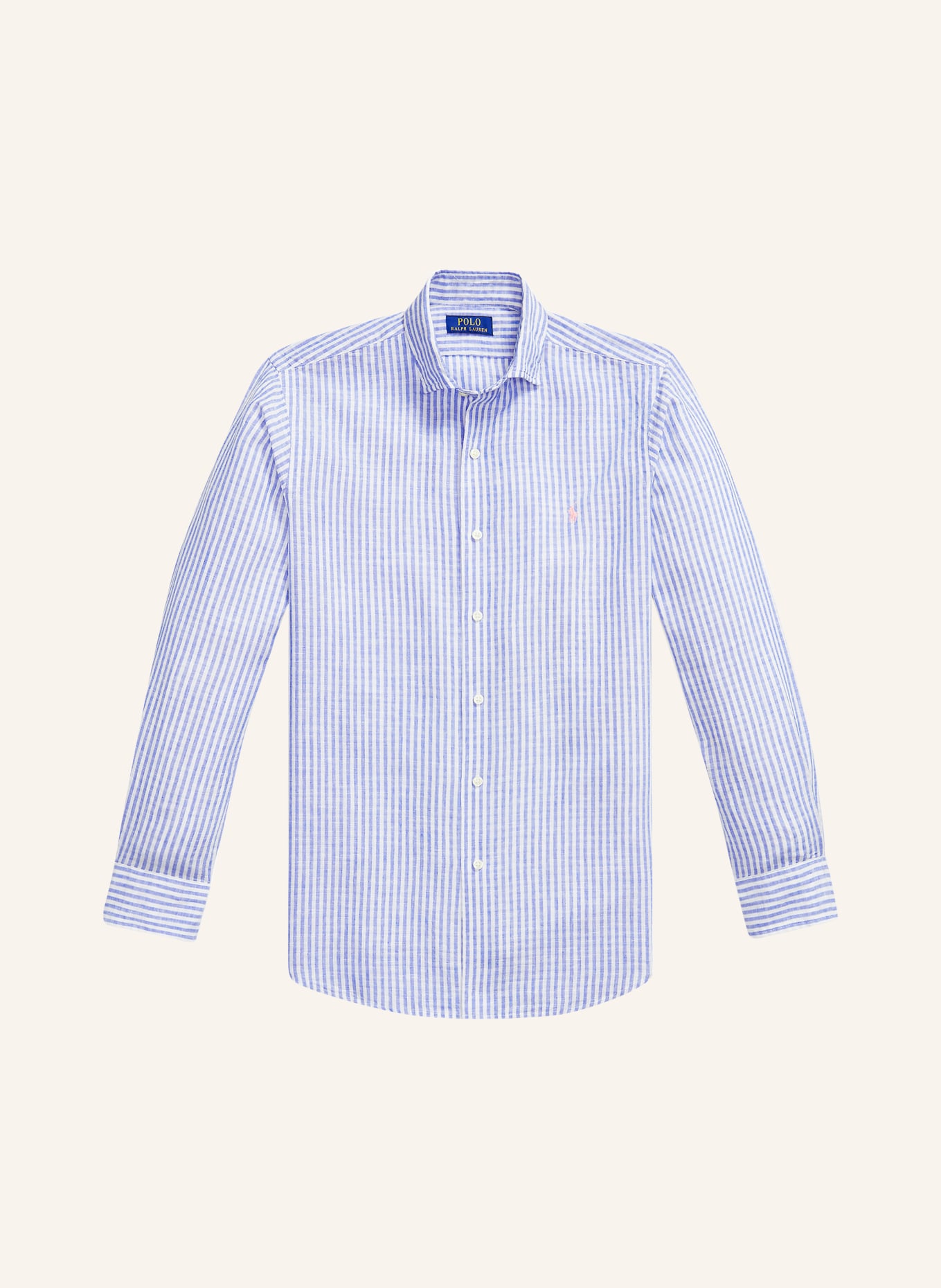 POLO RALPH LAUREN Chemise coupe classique en lin: BLEU / BLANC