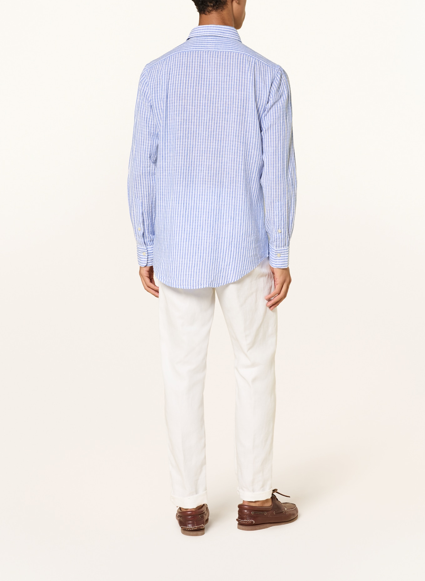 POLO RALPH LAUREN Chemise coupe classique en lin: BLEU / BLANC