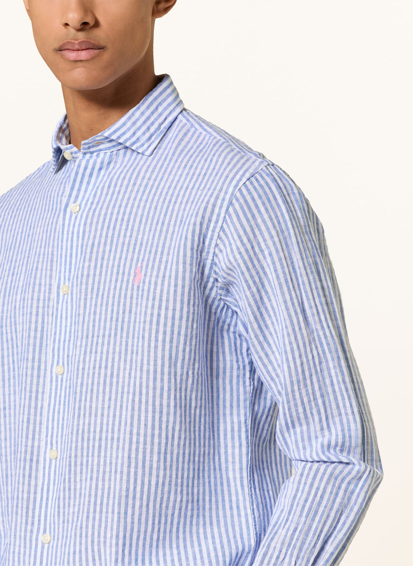 POLO RALPH LAUREN Chemise coupe classique en lin: BLEU / BLANC