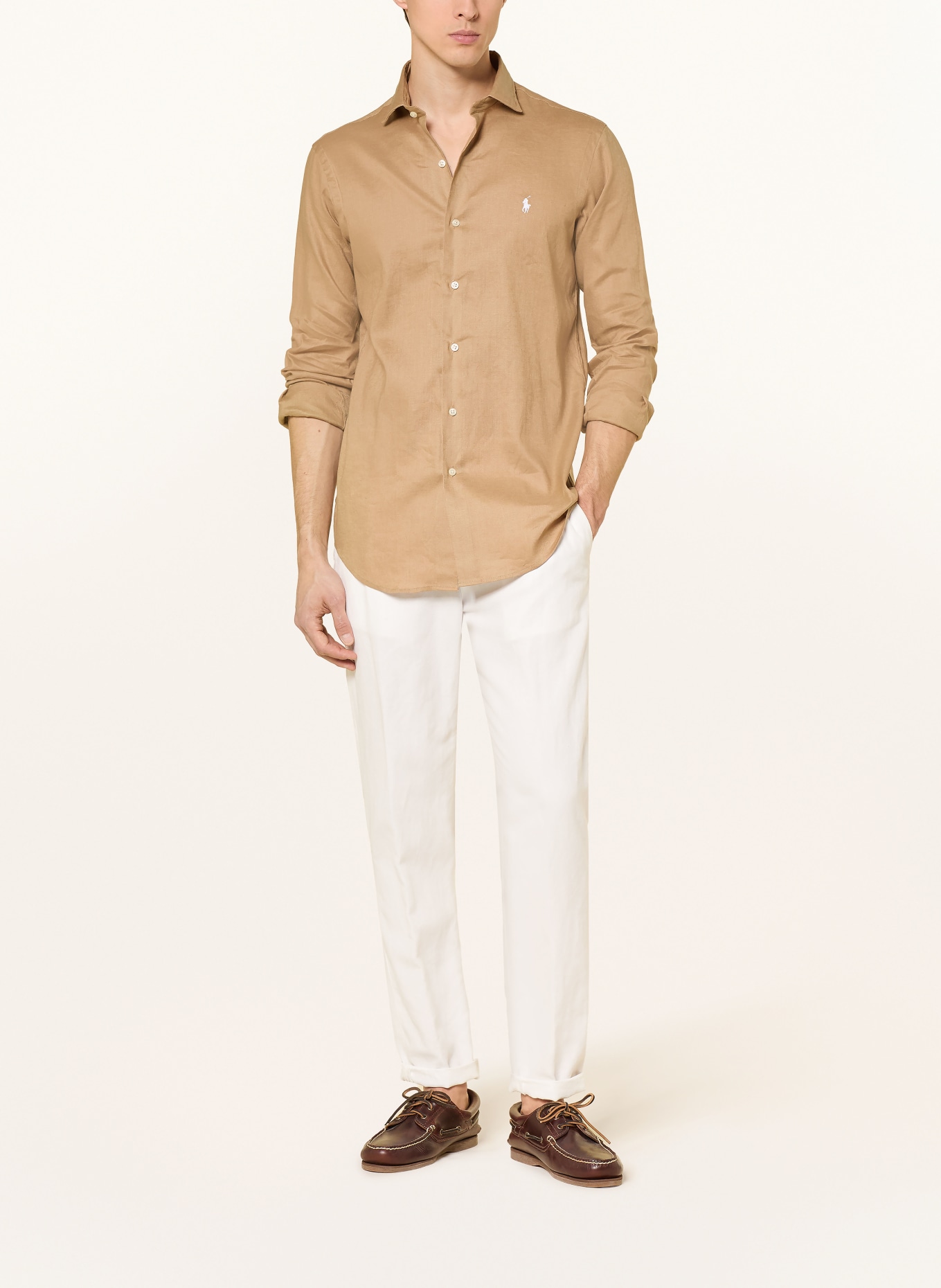 POLO RALPH LAUREN Leinenhemd Custom Fit: CAMEL