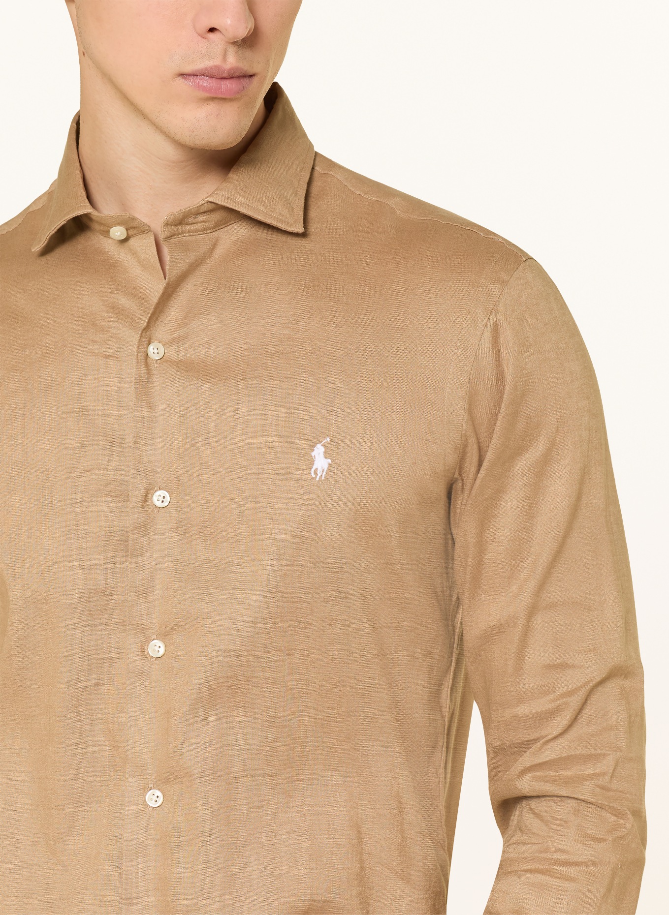 POLO RALPH LAUREN Leinenhemd Custom Fit: CAMEL
